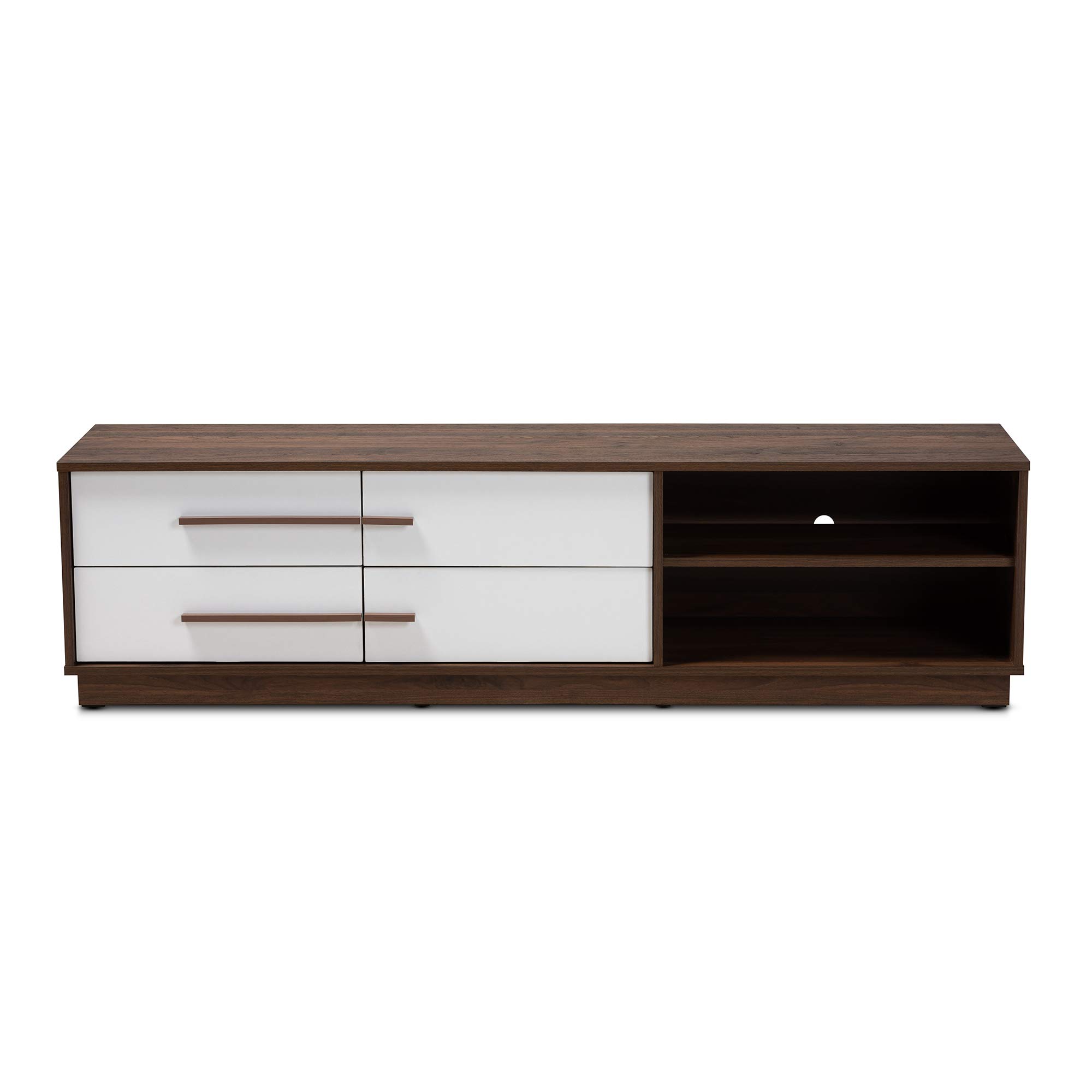 Baxton Studio Modern White TV Stand with Storage Shelf - Perfect for Living Room, Bedroom & Home Theater Entertainment Centers