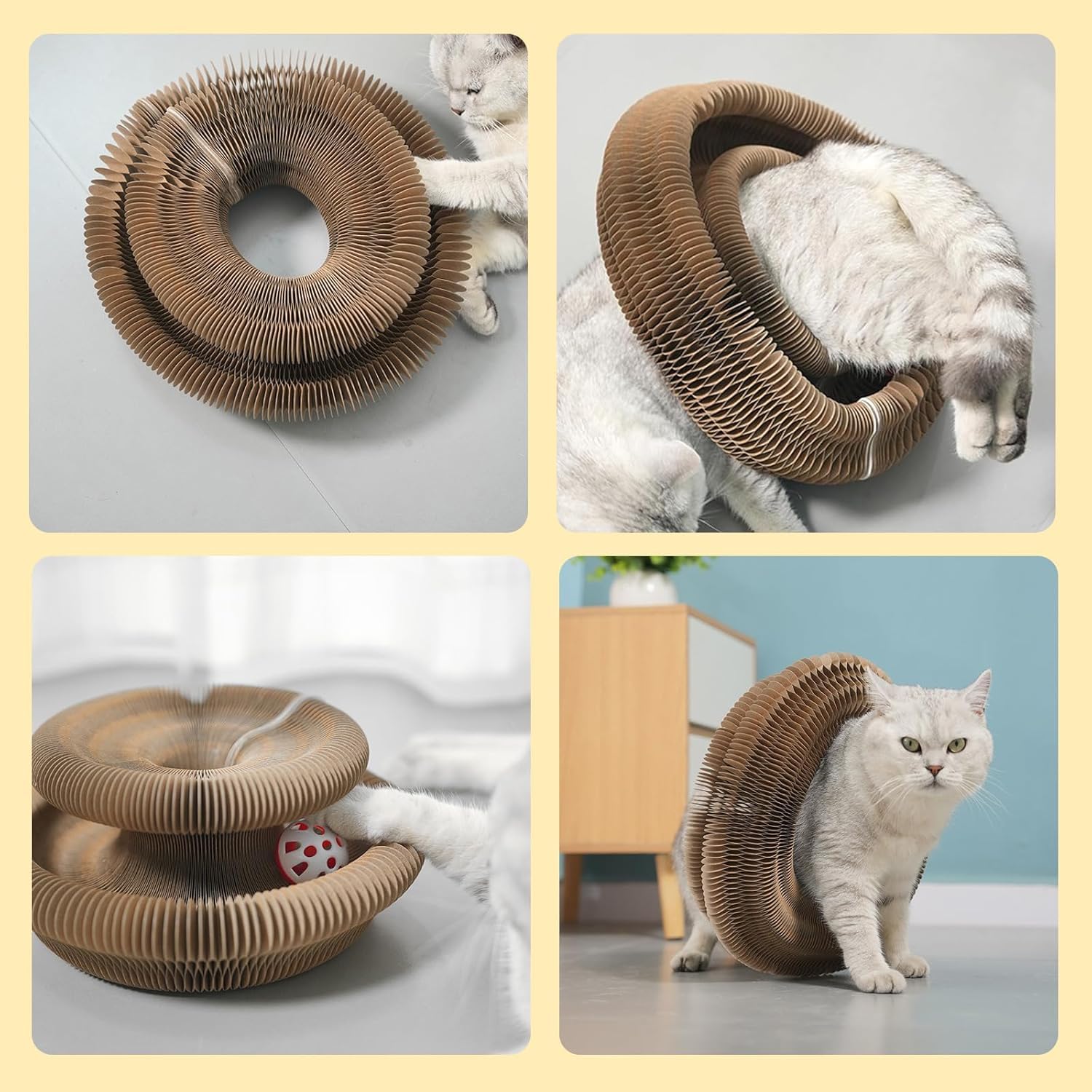 Foldable Magic Organ Cat Scratch Board - Interactive Cardboard Cat Toy with Bell Ball | Durable & Fun Cat Scratching Pad for Play & Exercise | Perfect for Indoor Cats, Kittens & Multi-Cat Homes