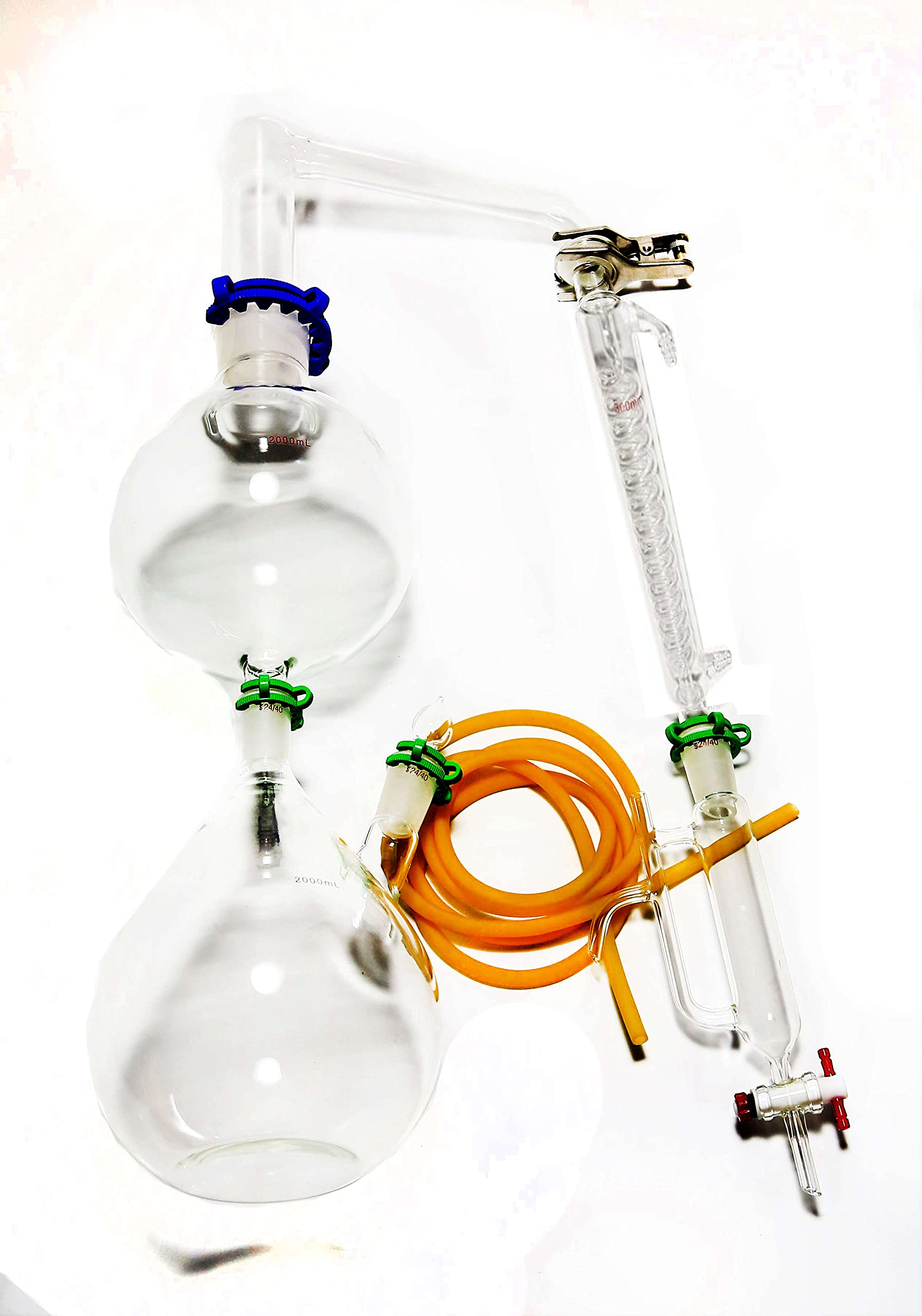 Premium Essential Oil Steam Distillation Kit with Graham Condenser - Complete All-Glassware Set with Clamps for Home Aromatherapy & DIY Essential Oil Extraction