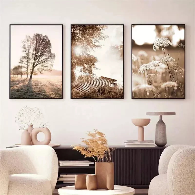 3-Piece Modern Boho Lake Canvas Wall Art Set - Framed 50x70cm - High Quality Print - 100% Australian Made - Ready to Hang - Perfect for Living Room, Bedroom & Office Decor