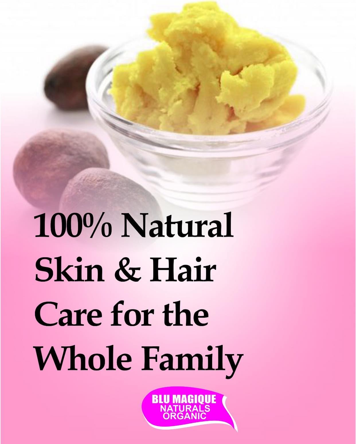 Blu Magique Naturals 100% Pure Raw African Shea Butter - Unrefined Moisturizer for Hair, Skin, Face & Body - Natural Soap Making Base, DIY Lip Balm - 2lb (32oz) for Dry Skin Care & Homemade Beauty Products