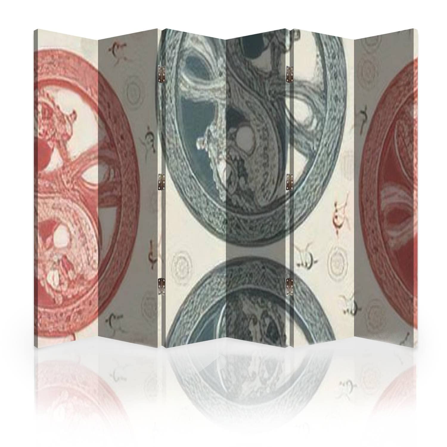 Vintage Canvas Room Divider Screen - 6 Panel Folding Privacy Partition with Two Dragons Design | Old Paper Scrapbooking Style Wall Separator for Home, Office & Event Decor | Perfect for Room Dividers, Privacy Screens & Decorative Accents