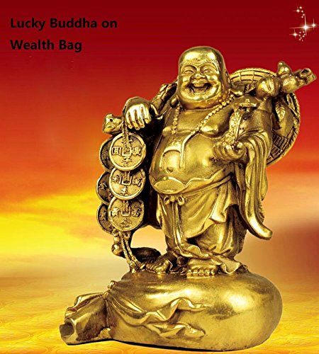 Premium Brass Maitreya Buddha Statue - 6.8 Inch Feng Shui Decor for Home & Office, Lucky Buddhist Sculpture for Meditation, Yoga Room & Spiritual Spaces