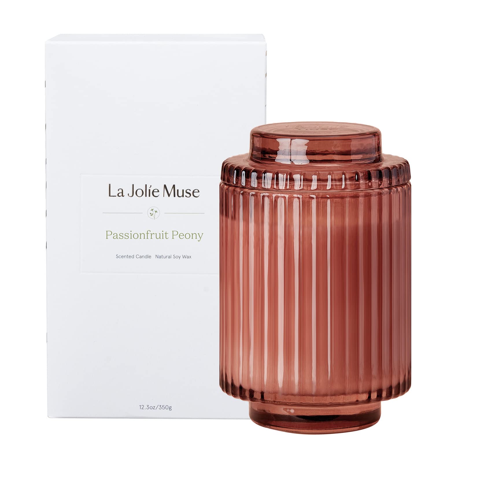 LA JOLIE MUSE Scented Soy Wax Candle - Passionfruit Peony Fragrance, 80-Hour Burn Time, 12.3oz Home Decor Gift for Women | Perfect for Relaxation, Spa Nights & Romantic Ambiance