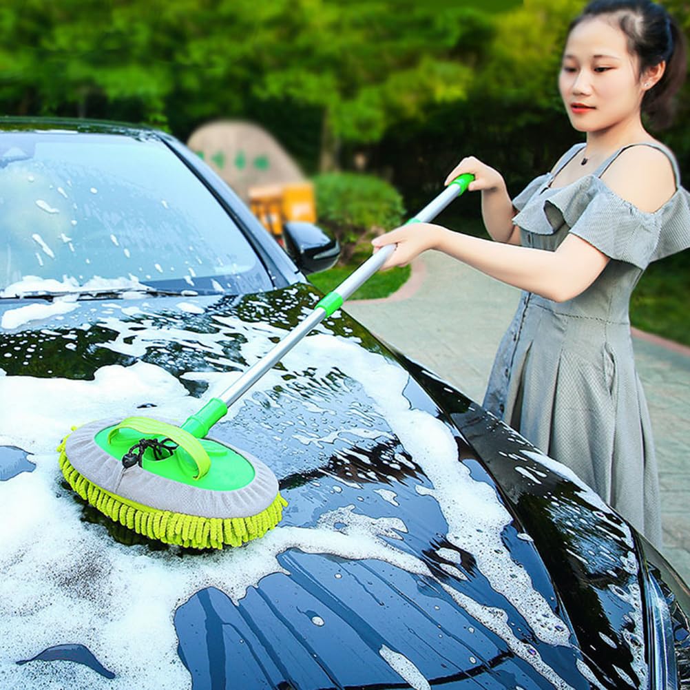Premium Microfiber Car Wash Mitt & Brush Kit - Scratch-Free Car Cleaning Tools with Replaceable Head - Perfect for Hand Washing, Detailing, and Waxing Your Vehicle