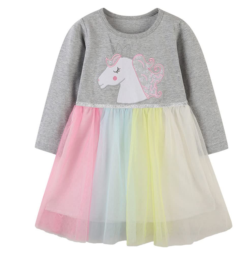 **Unicorn Sequin Party Dress for Toddler Girls 2-6T – Summer Sleeveless Tutu Dress with Cartoon Print – Perfect for Birthday Parties, Playdates & Special Occasions**