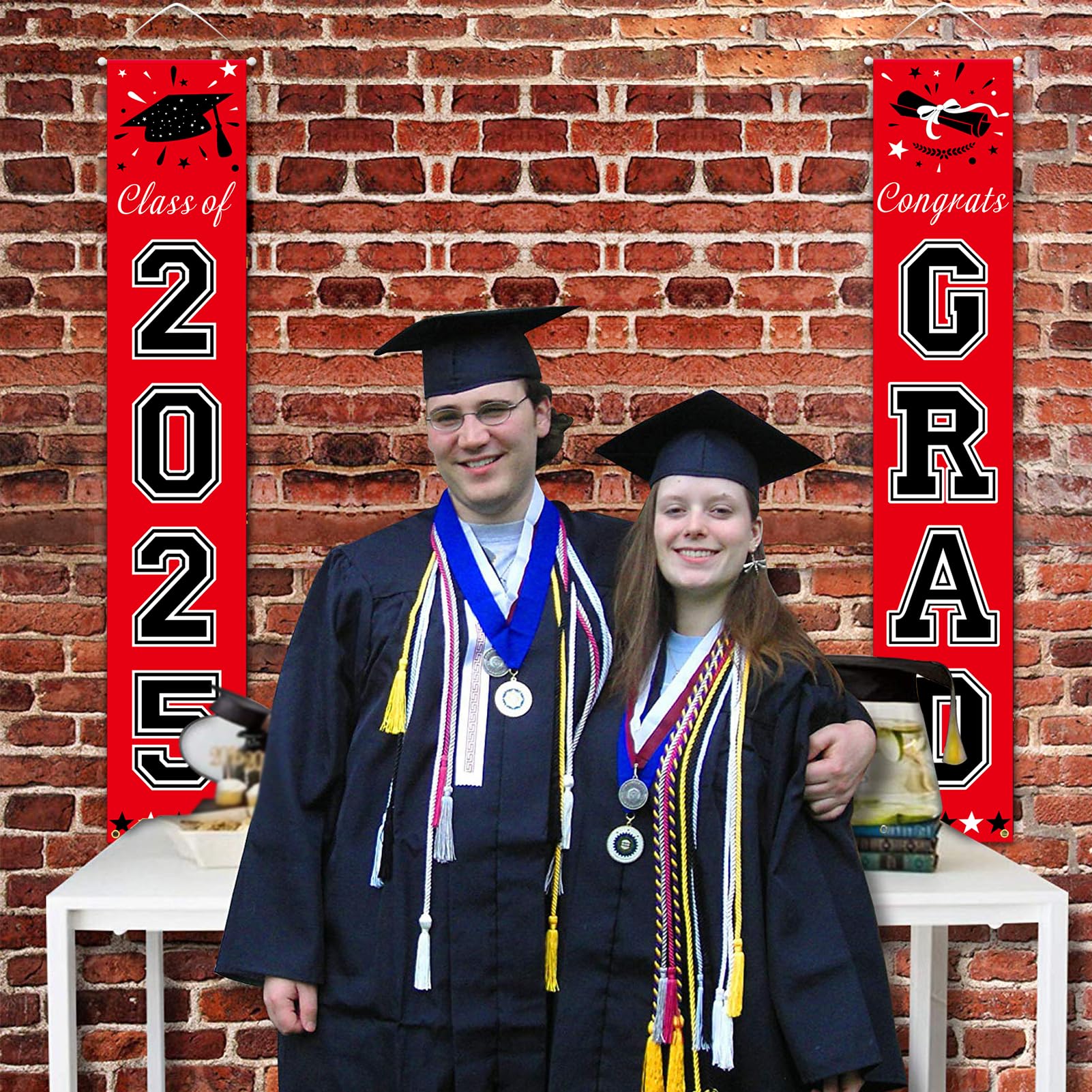 2025 Graduation Party Decorations - Red & Black Graduation Banners, Signs & Supplies for High School, College, University Celebrations - Perfect for Graduation Ceremony Decor, Photo Backdrops & Party Favors