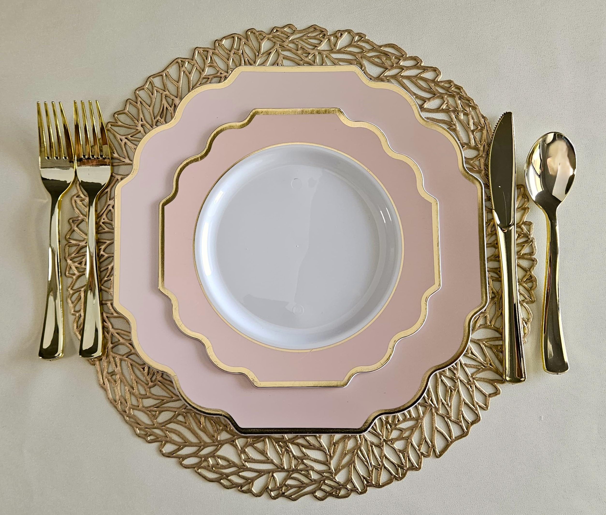960-Piece Heavyweight Disposable Plastic Plate Set for Weddings & Parties - 120 x 10.5