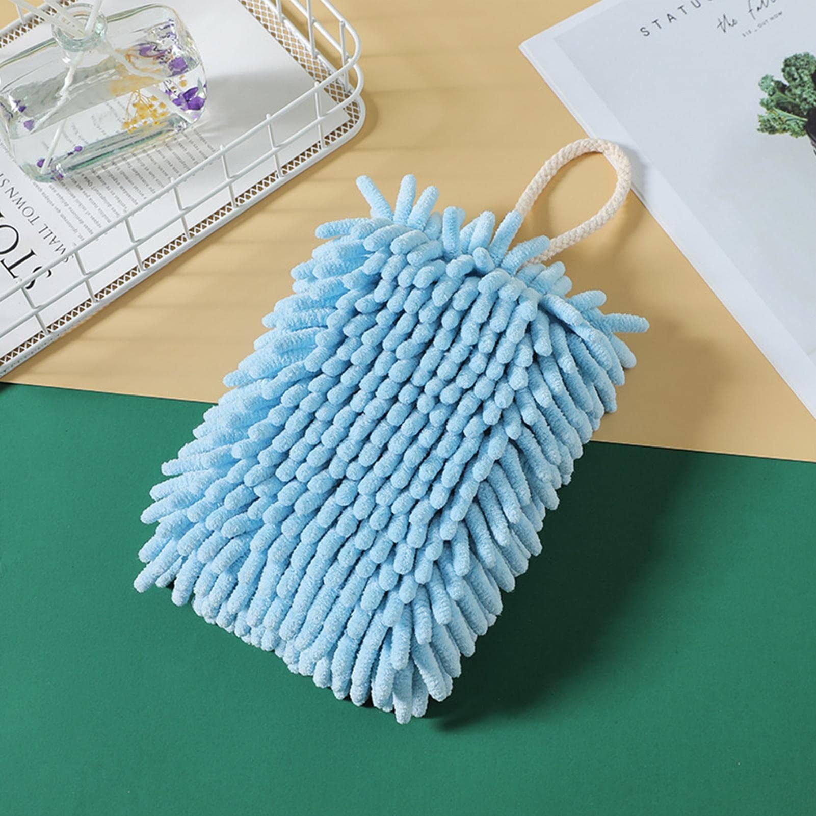 Premium Quick-Dry Kitchen Hand Towels - Ultra Absorbent & Soft Chenille Bath Towels with Lanyard for Kitchen, Bathroom & Home Use