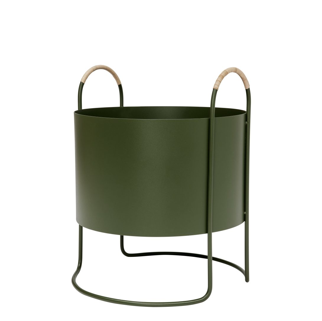 OYOY Maki Plant Box Low - 19.7 Inch Tall Olive Indoor/Outdoor Flower Pot - Perfect for Home Decor, Balcony & Garden Planting