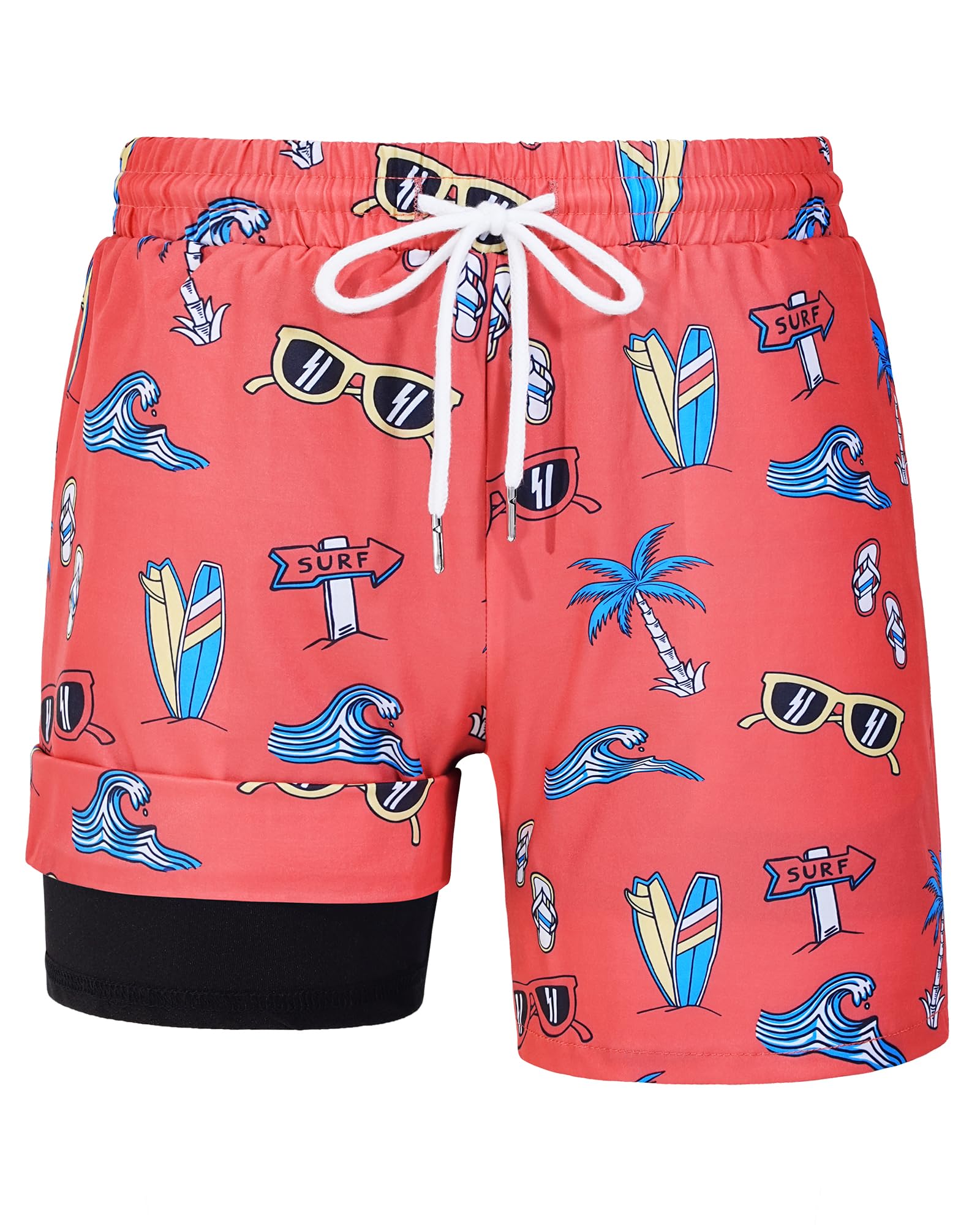 HASMES Boys Swim Trunks with Compression Liner - Quick Dry Bathing Suit & Board Shorts for Kids & Teens (Ages 5-14) - Perfect for Swimming, Beach, Pool & Water Sports