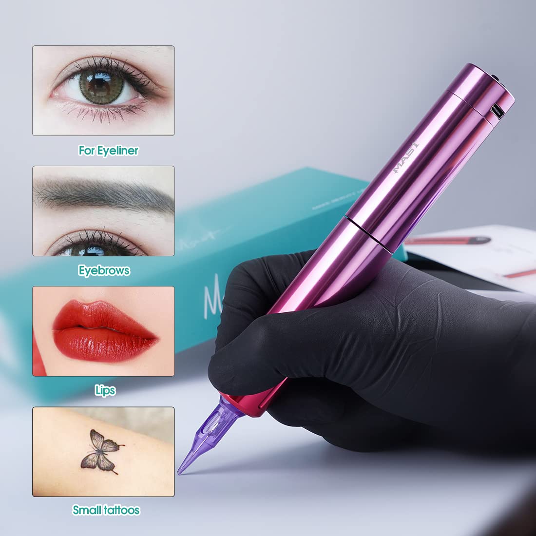 Professional Mast Tour Y22 Cordless Tattoo Pen Machine Kit - Rotary Cartridge System, Lightweight Battery Powered Tattoo Gun for Artists & Permanent Makeup (Pink-4) | Ideal for Tattoo Shops, Home Studios & Professional Body Art