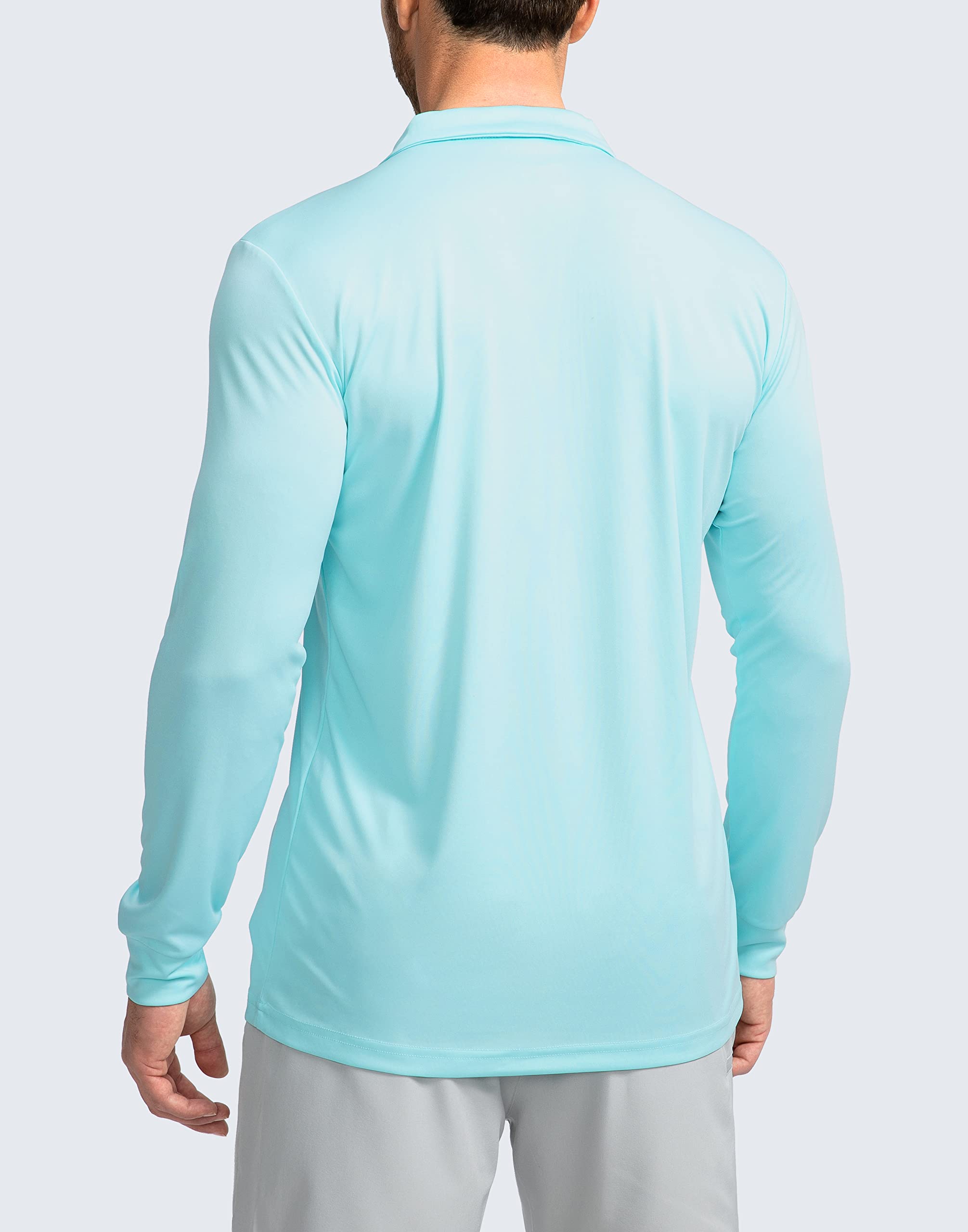 Men's Long Sleeve Polo Shirt - UPF 50+ Sun Protection Golf & Casual Shirt - Lightweight Moisture Wicking for Golf, Work, Fishing & Outdoor Activities