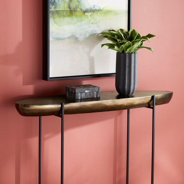 Cyan Design 11327 Pontoon Console Table - Aged Gold Finish | Entryway Sofa Table, Hallway Accent Furniture for Living Room & Bedroom Decor