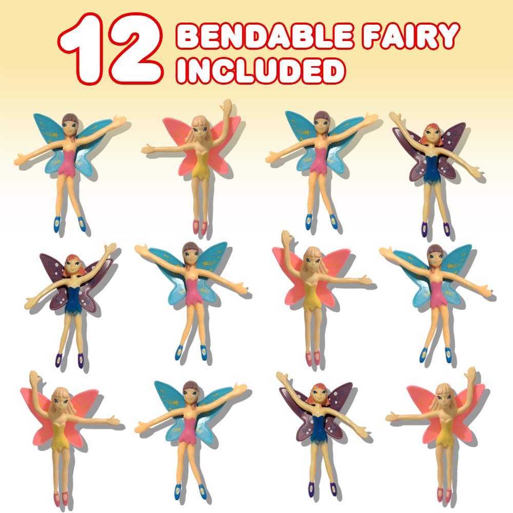 ArtCreativity Bendable Fairy Set - 12 Flexible Fairy Princess Toys for Kids & Adults | Birthday Party Favors, Easter Basket Stuffers, Piñata Fillers | Stress Relief Fidget Toys for Classroom, Office & Home Play