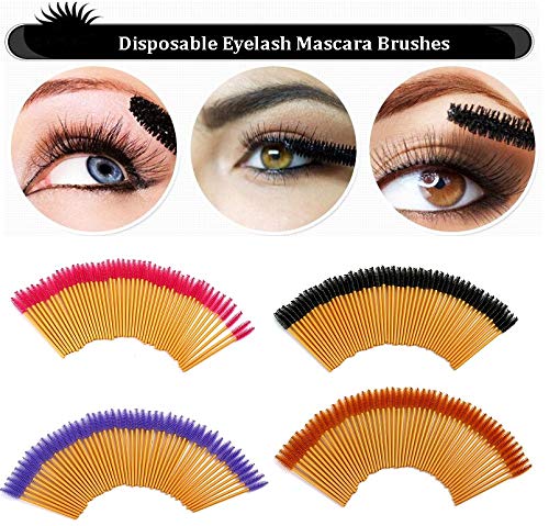 200 Disposable Eyelash Mascara Brushes - 4 Colors Bendable Spoolie Wands for Eyelash Extensions & Makeup Application - Perfect for Salon Professionals, DIY Lash Artists & Home Use (Pink)