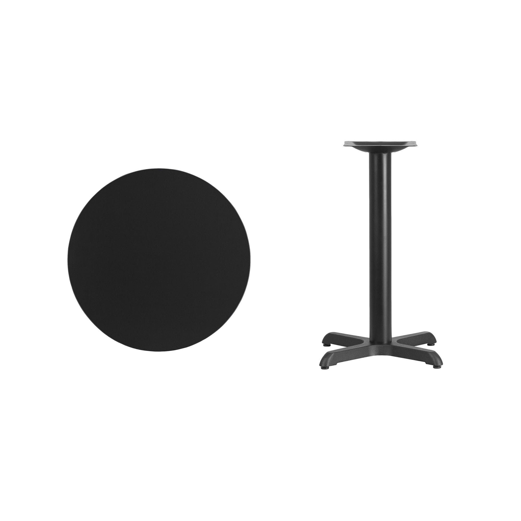 Flash Furniture 24-Inch Round Black Laminate Table Top with 22x22-Inch Adjustable Base - Perfect for Office, Conference Room, or Home Workspace