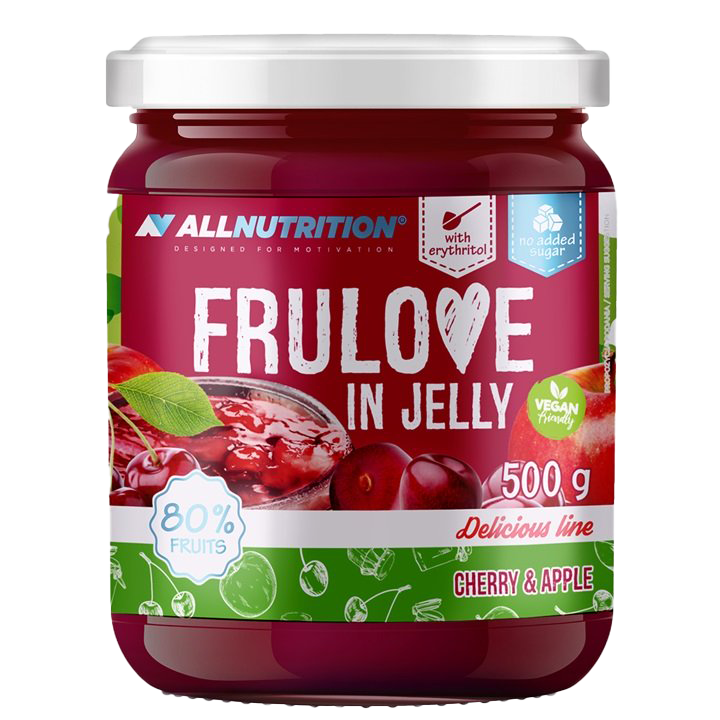 Allnutrition Frulove In Jelly - Cherry & Apple Flavor, 500g Fruit Snacks | Healthy On-the-Go Energy Boost for Kids & Adults, Perfect for Lunchboxes, Hiking & Gym