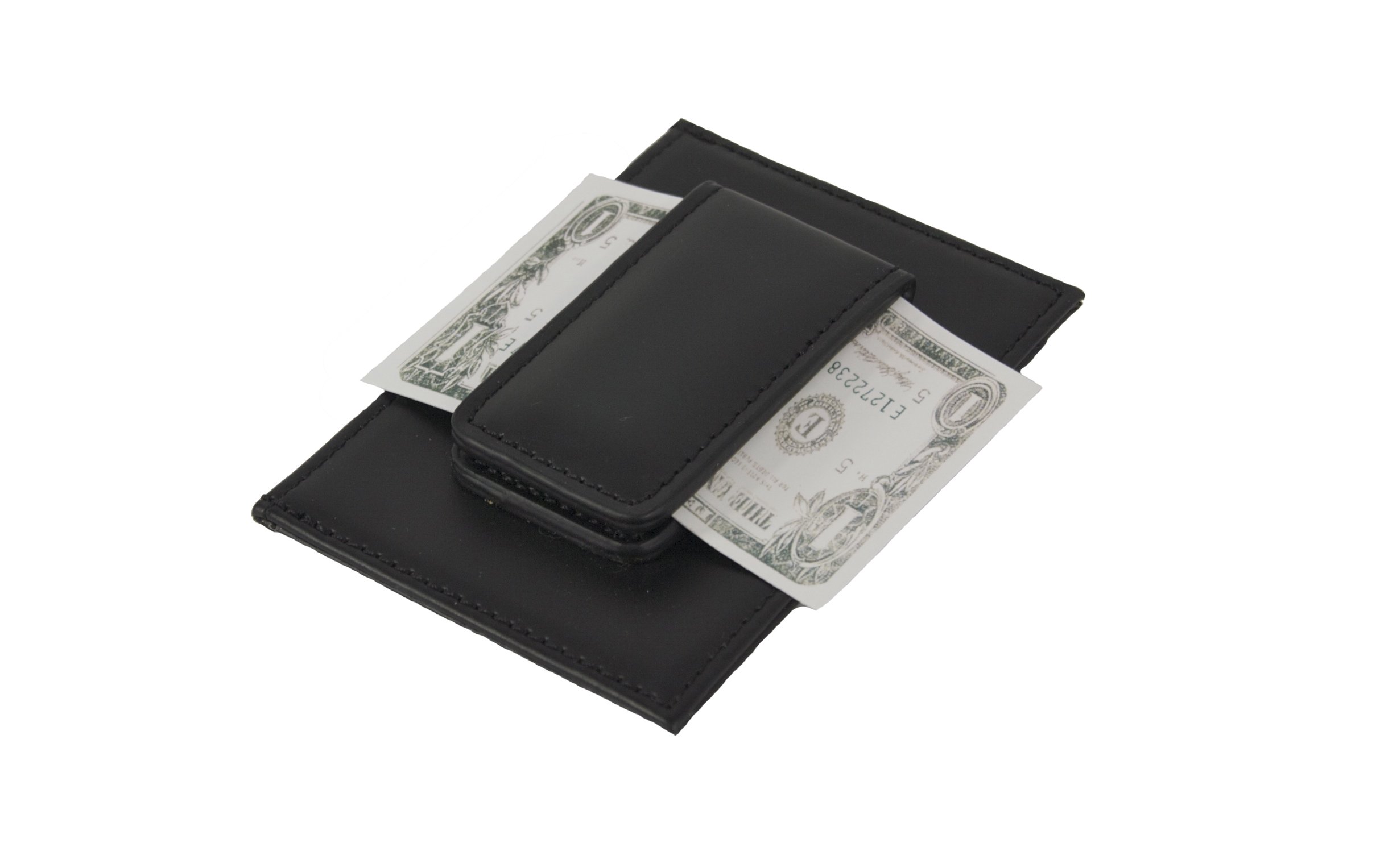 Genuine Leather Money Clip Wallet with ID Window - Slim RFID Blocking Bifold Wallet for Men - Perfect for Business, Travel & Everyday Carry (Black)