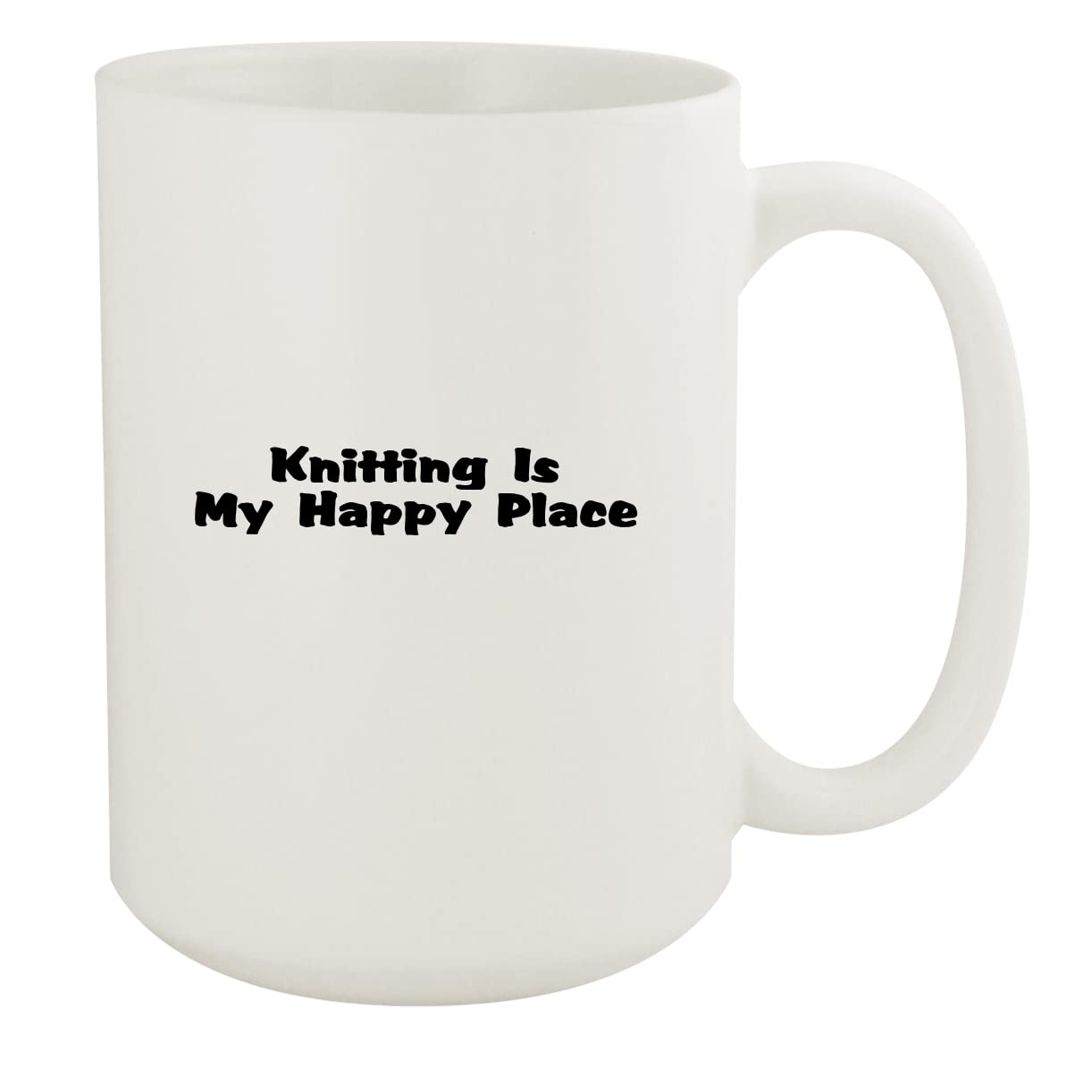 Knitting Is My Happy Place - 15oz White Ceramic Coffee Mug for Tea & Hot Drinks - Perfect Gift for Knitters & Yarn Lovers