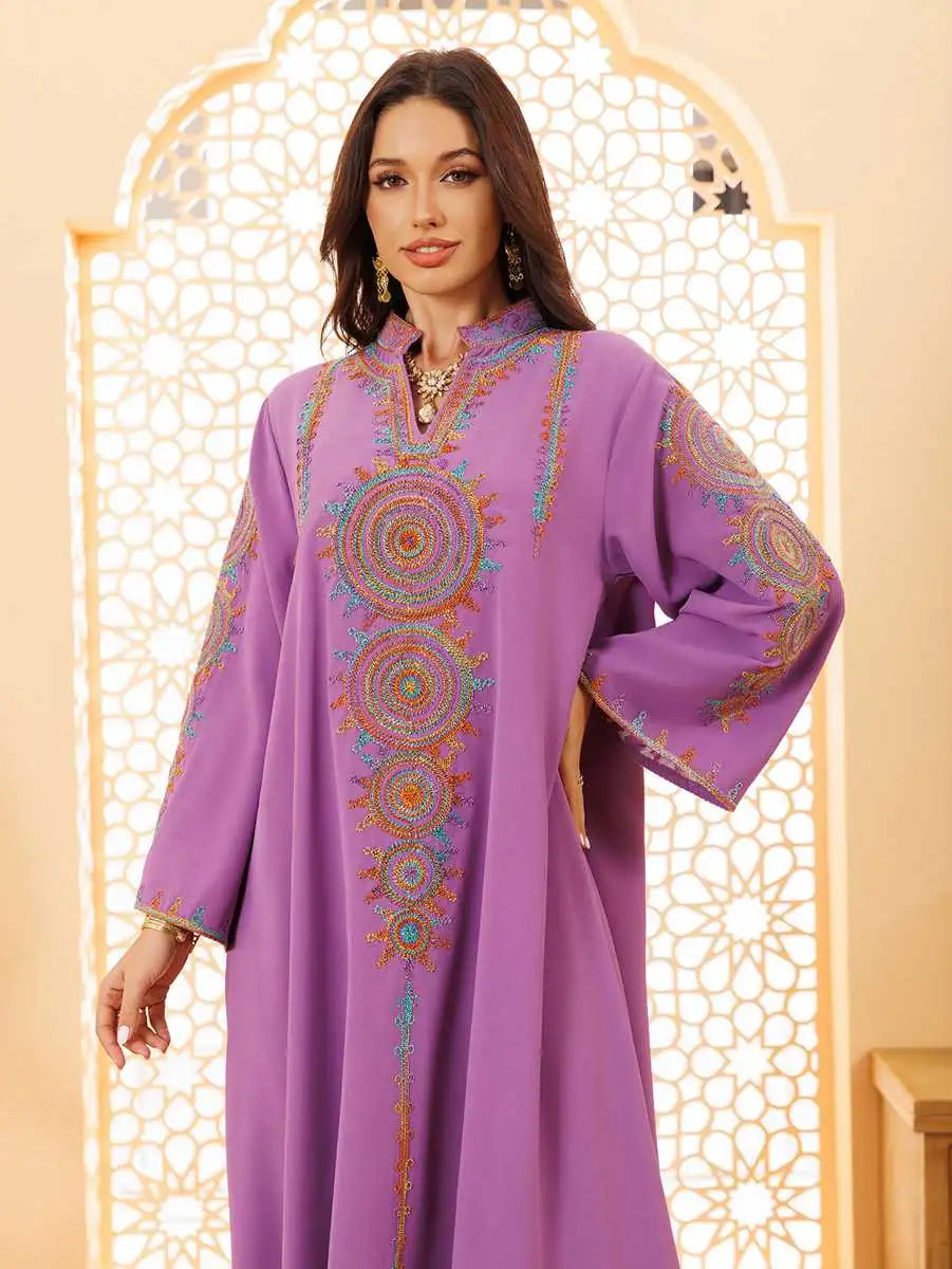 Elegant Eid Jalabiya Caftan Dress for Women - Traditional Embroidered Kaftan Gown - Perfect for Eid Celebrations, Weddings & Special Occasions