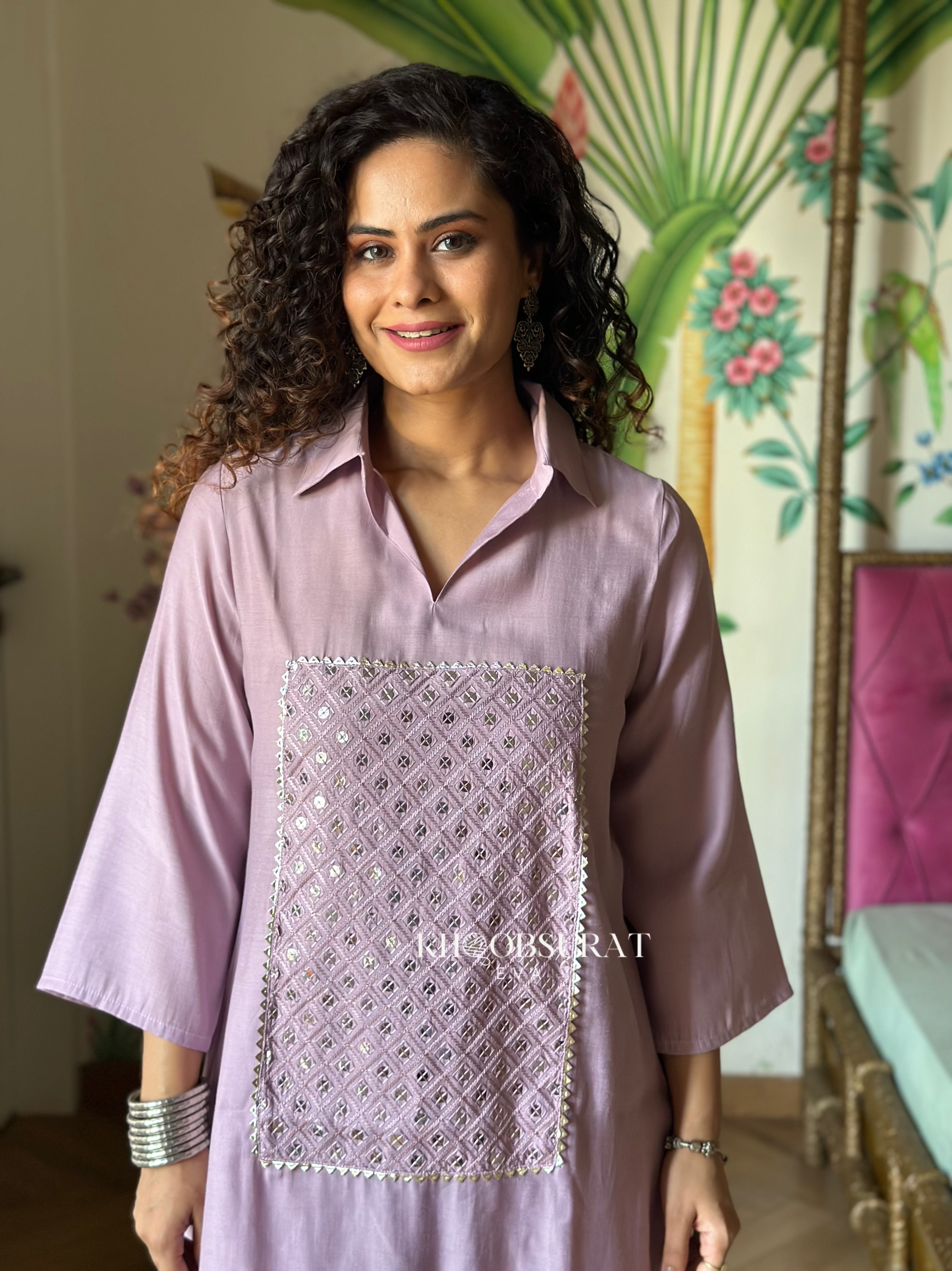 Lavender Sequin Kurta Set for Women | Elegant Embroidered Indian Ethnic Outfit | Perfect for Festivals, Weddings & Special Occasions