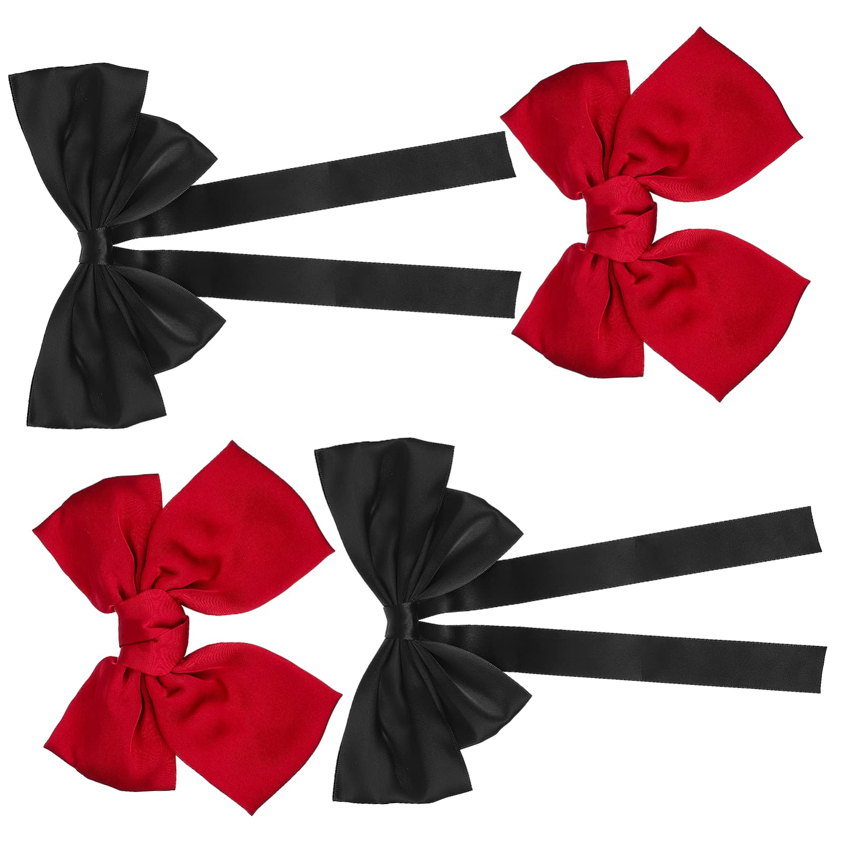 Vintage Satin Hair Bows 4Pcs - Women & Girls Hair Clips for Parties & Weddings