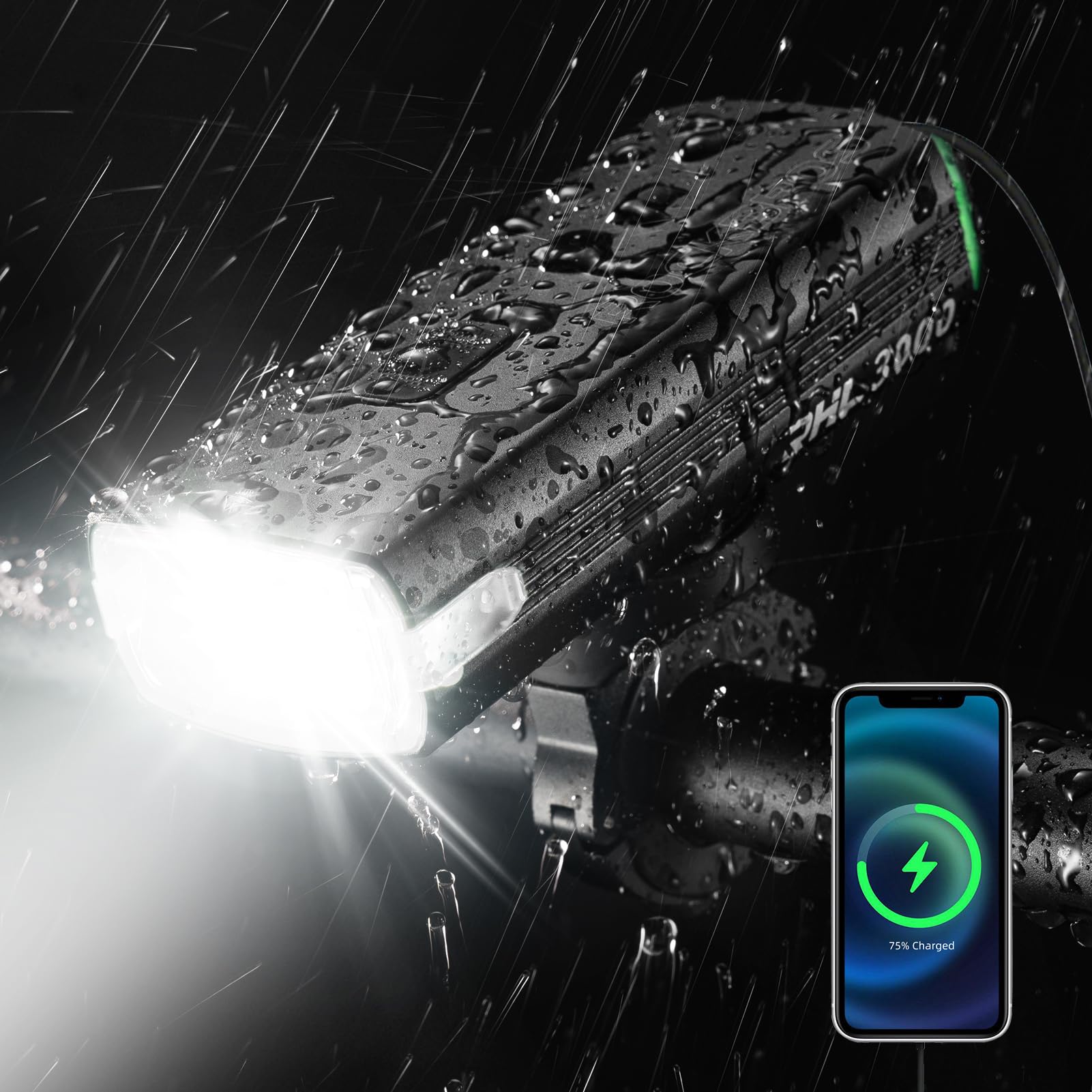 ROCKBROS 10000mAh USB-C Rechargeable Bike Lights - 3000 Lumens Super Bright Bicycle Headlight & Taillight Set for Night Riding - IPX6 Waterproof - 24+ Hours Runtime - Perfect for Mountain Biking, Commuting & Road Cycling Safety