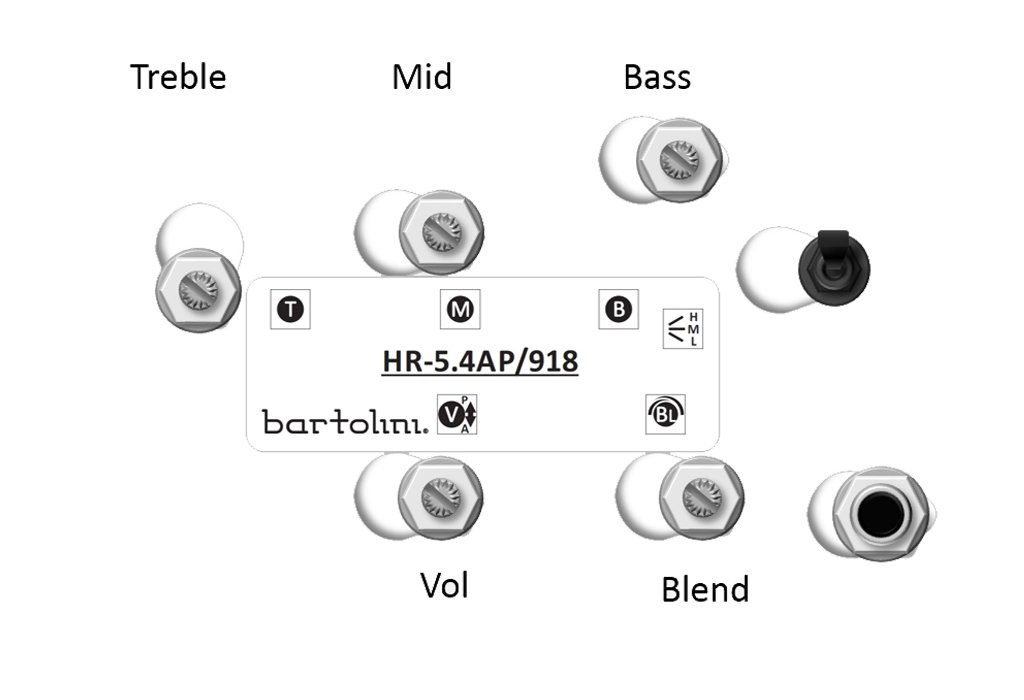 Bartolini HR-5.4AP/918 Bass Guitar Preamp Harness - 3-Band EQ with 5 Control Knobs & 3-Way Toggle Switch - Active/Passive Switchable - Pre-wired for Two-Pickup Installation - Perfect for DIY Bass Guitar Upgrades & Professional Installations