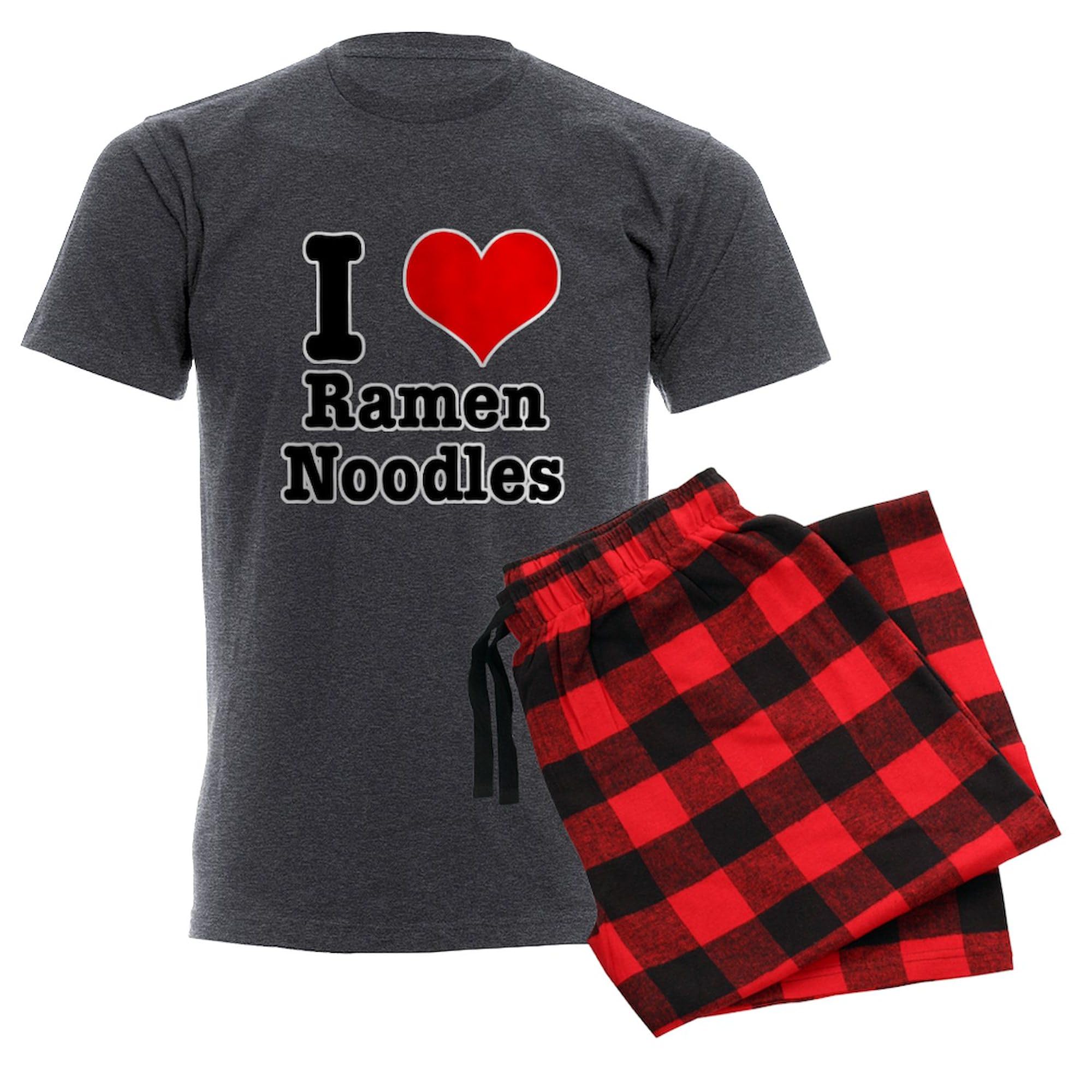 CafePress I Love Ramen Noodles Men's Charcoal Pajama Set - Comfortable Sleepwear for Anime Fans & Food Lovers - Perfect for Lounging, Gifts & Themed Parties