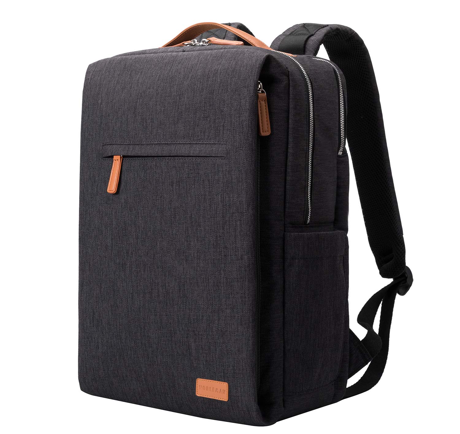 NOBLEMAN Men's Waterproof Travel Backpack - 15.6 Inch Laptop Backpack with USB Charging Port, Durable Carry On Daypack for Work, School & Outdoor Adventures (Black)
