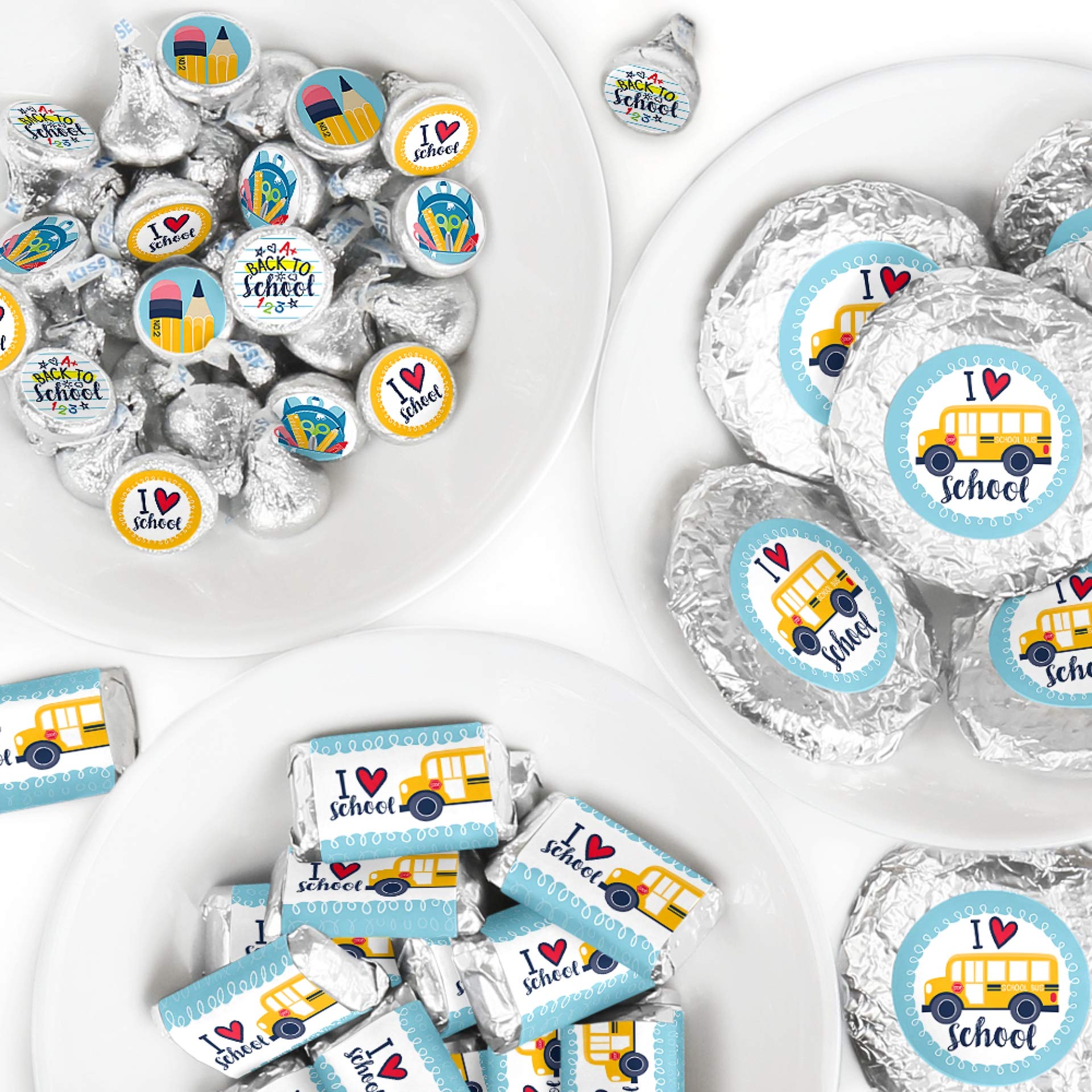Big Dot of Happiness Back to School Candy Wrappers & Stickers Kit - 304pcs Classroom Decorations for First Day of School, Teacher Gifts, Student Treats & Party Favors - Perfect for DIY Candy Bars, Goodie Bags & Bulletin Boards