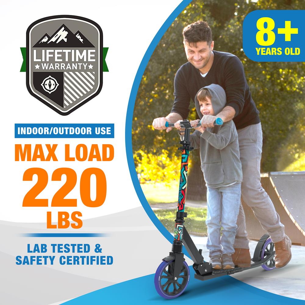 Foldable Kick Scooter for Adults & Teens - Lightweight Commuter Scooter with Adjustable Handlebar - Perfect for Urban Travel, Campus, and Short Commutes