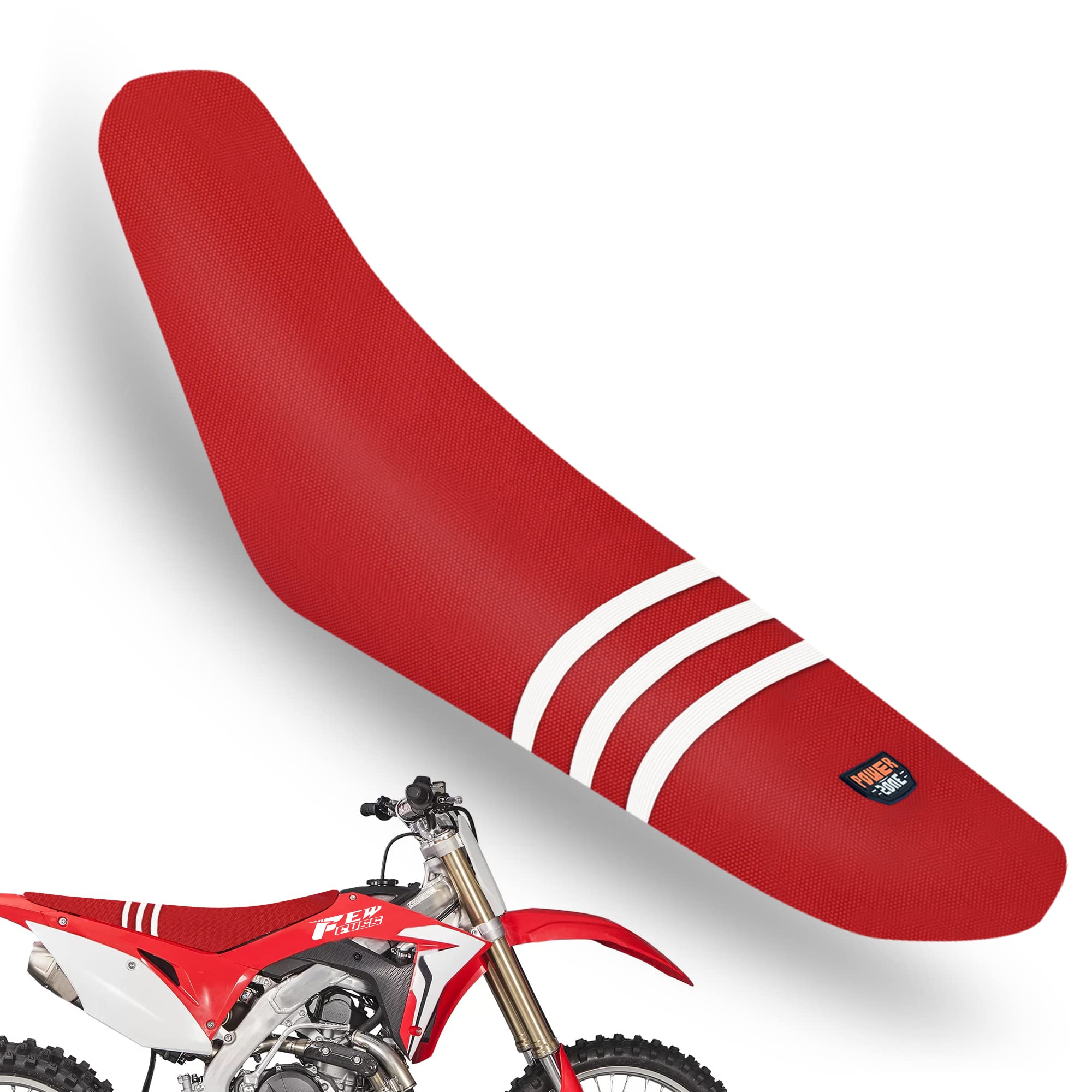 Non-Slip Dirt Bike Seat Cover - Universal Motorcycle Seat Cover for Motocross & Enduro - Red & White Grip Design - Perfect for Off-Road Racing & Trail Riding