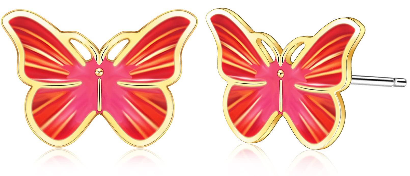 18K Gold Plated Butterfly Hoop Earrings - Hypoallergenic Dainty Huggie Earrings for Women | Colorful Animal Jewelry Gift | Perfect for Parties, Weddings & Everyday Wear