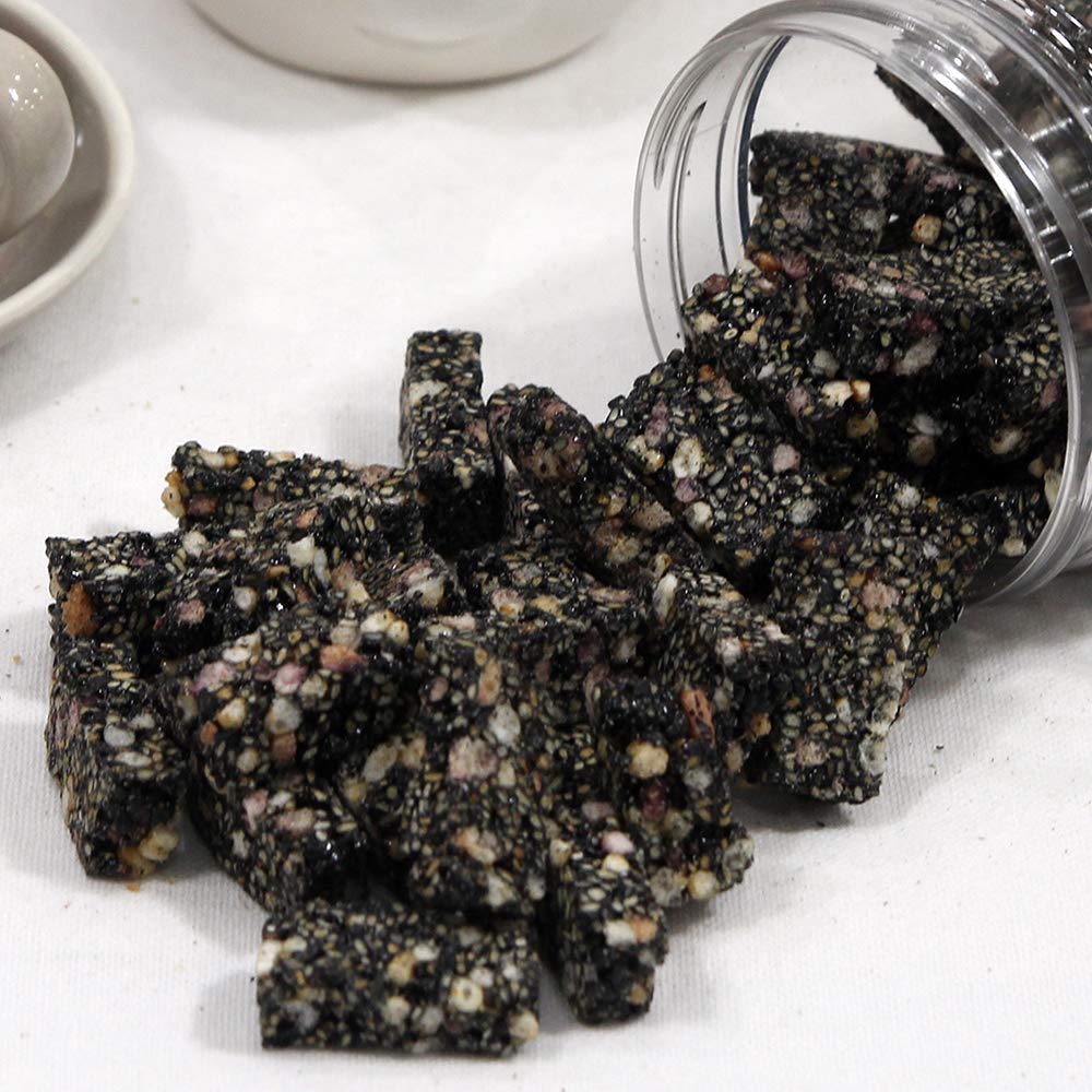 Premium Korean Black Sesame Rice Bites - Vegan Gluten-Free Snack for Healthy On-the-Go Eating