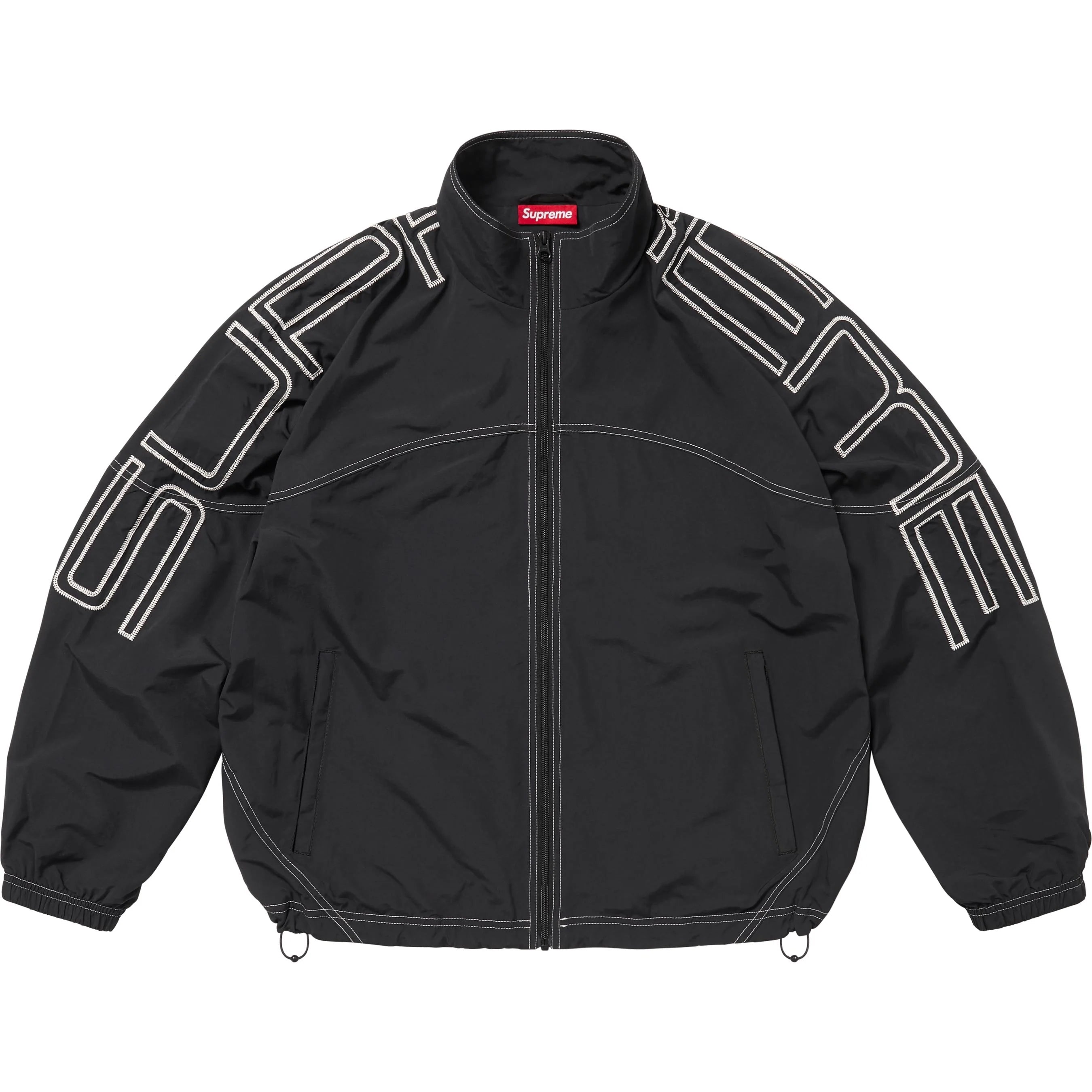 SUPREME 25SS SPELLOUT EMBROIDERED TRACK JACKET - Men's Stylish Athletic Running Jacket for Gym, Workout & Streetwear Fashion