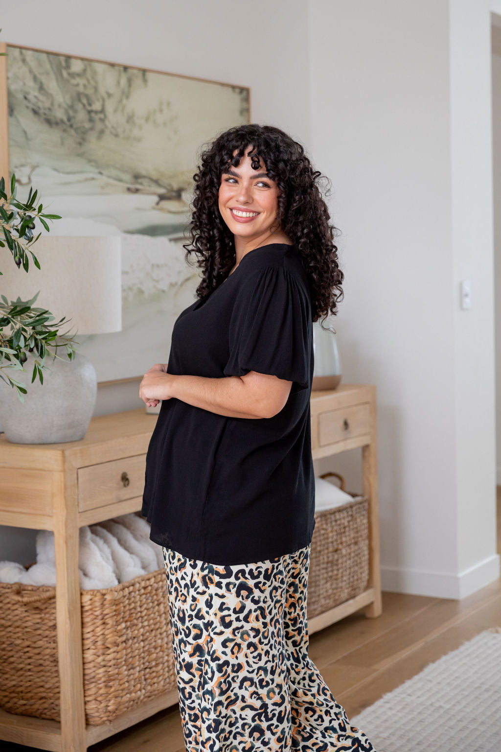 Winona Short Sleeve Blouse - Women's Black Casual Top for Work & Everyday Wear | Office & Outing Outfit