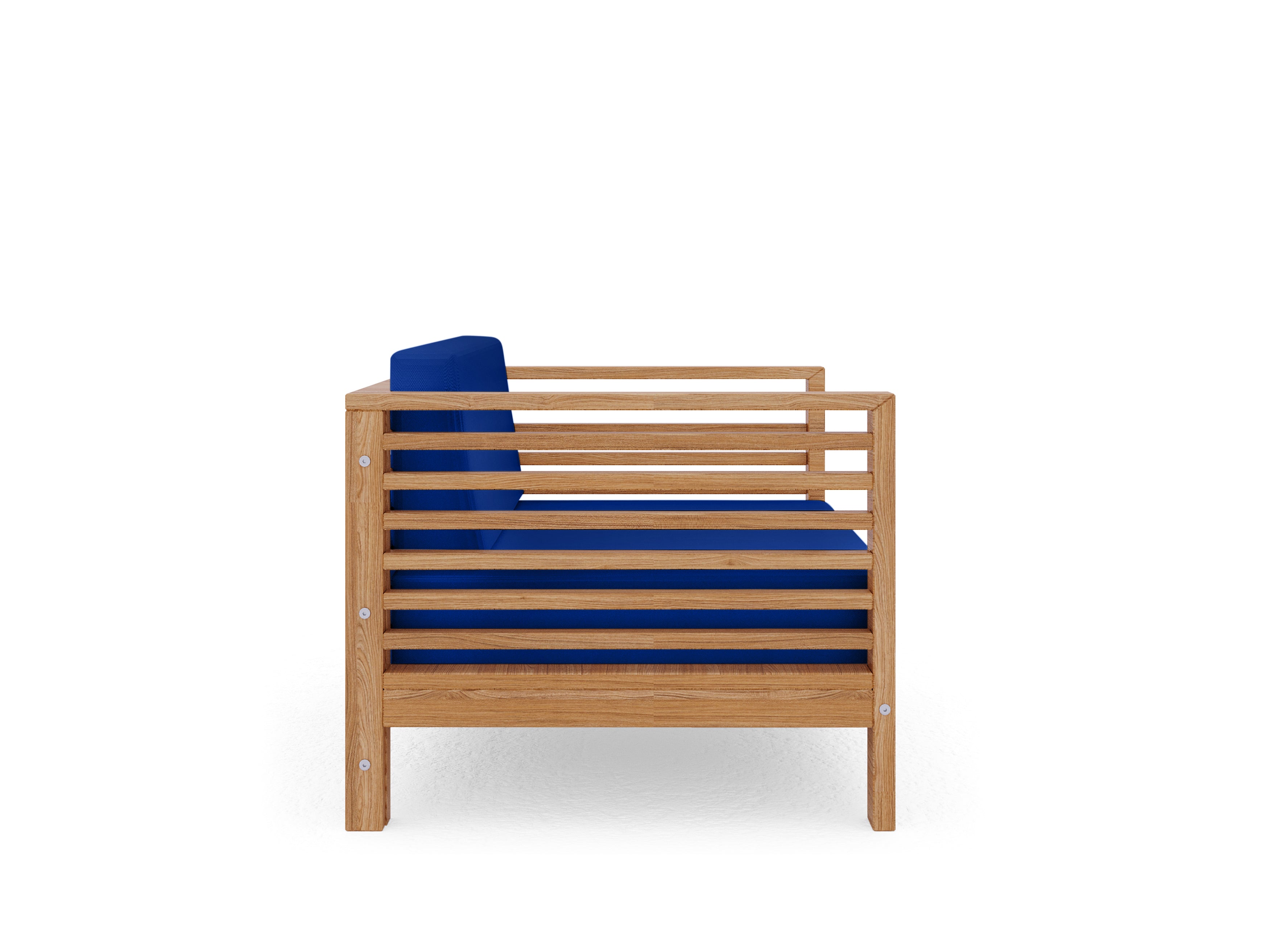 5-Piece Teak Outdoor Patio Deep Seating Set with True Blue Subrella Cushions | Durable Garden Furniture for Backyard, Poolside & Patio Relaxation