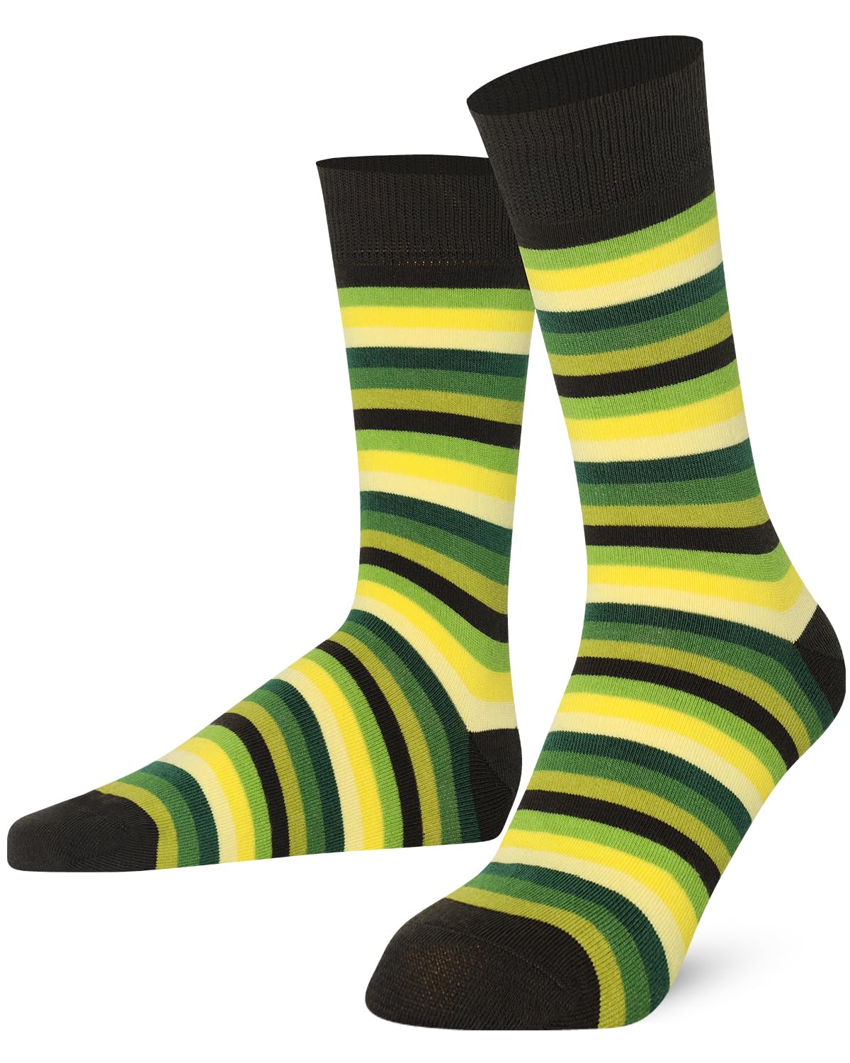 Mysocks® 5 Pairs Men's Cotton Striped Socks - Breathable Casual Crew Socks for Everyday Wear, Work & Sports