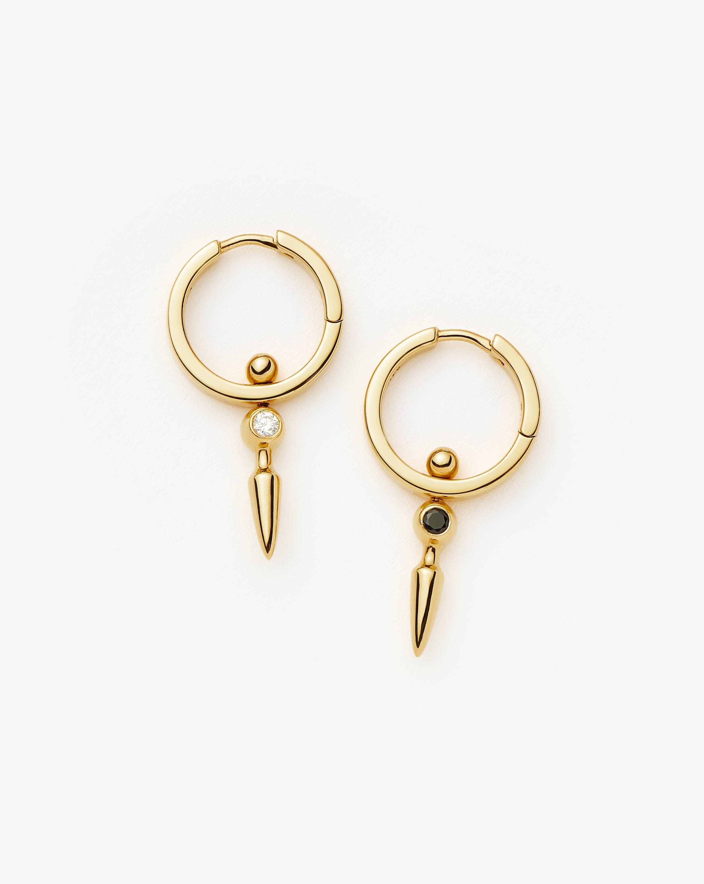 Kinetic Duality Spike Charm Hoop Earrings - 18k Gold Vermeil Cubic Zirconia Dangle Earrings for Women | Elegant Everyday Jewelry & Special Occasion Gift