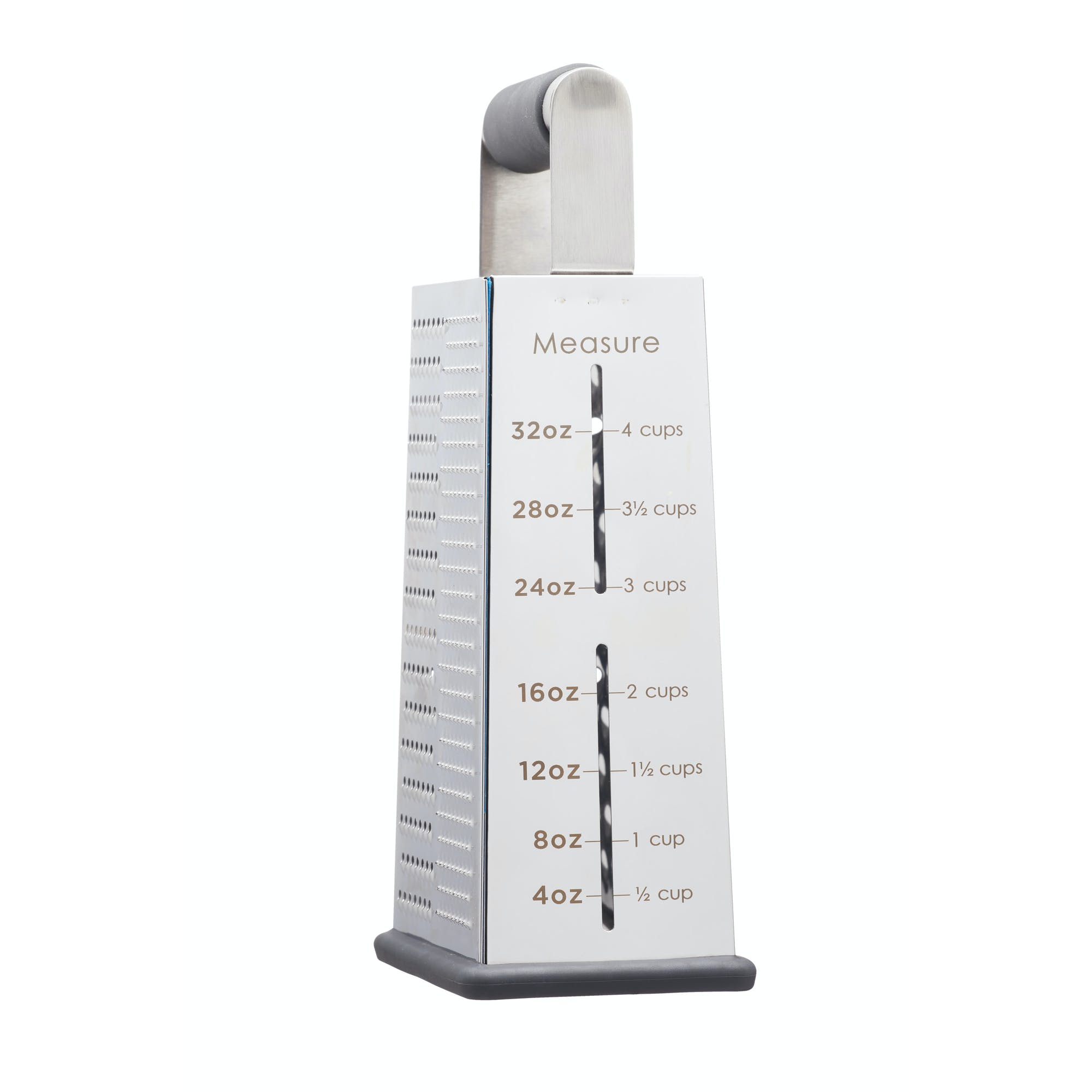 4-Sided Stainless Steel Kitchen Grater with Measurement Marks - Perfect for Cheese, Vegetables, and Zesting - Ideal for Cooking, Baking, and Meal Prep