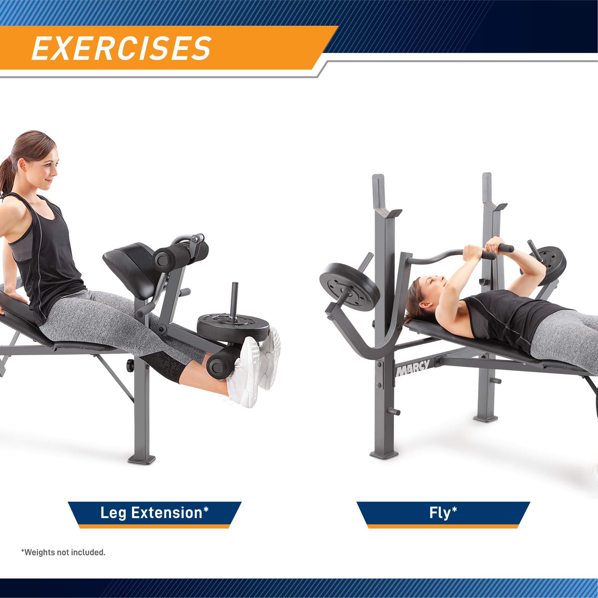 Marcy MD-389 Weight Bench - Adjustable Incline, Leg Developer & Butterfly Arms for Home Gym Workouts