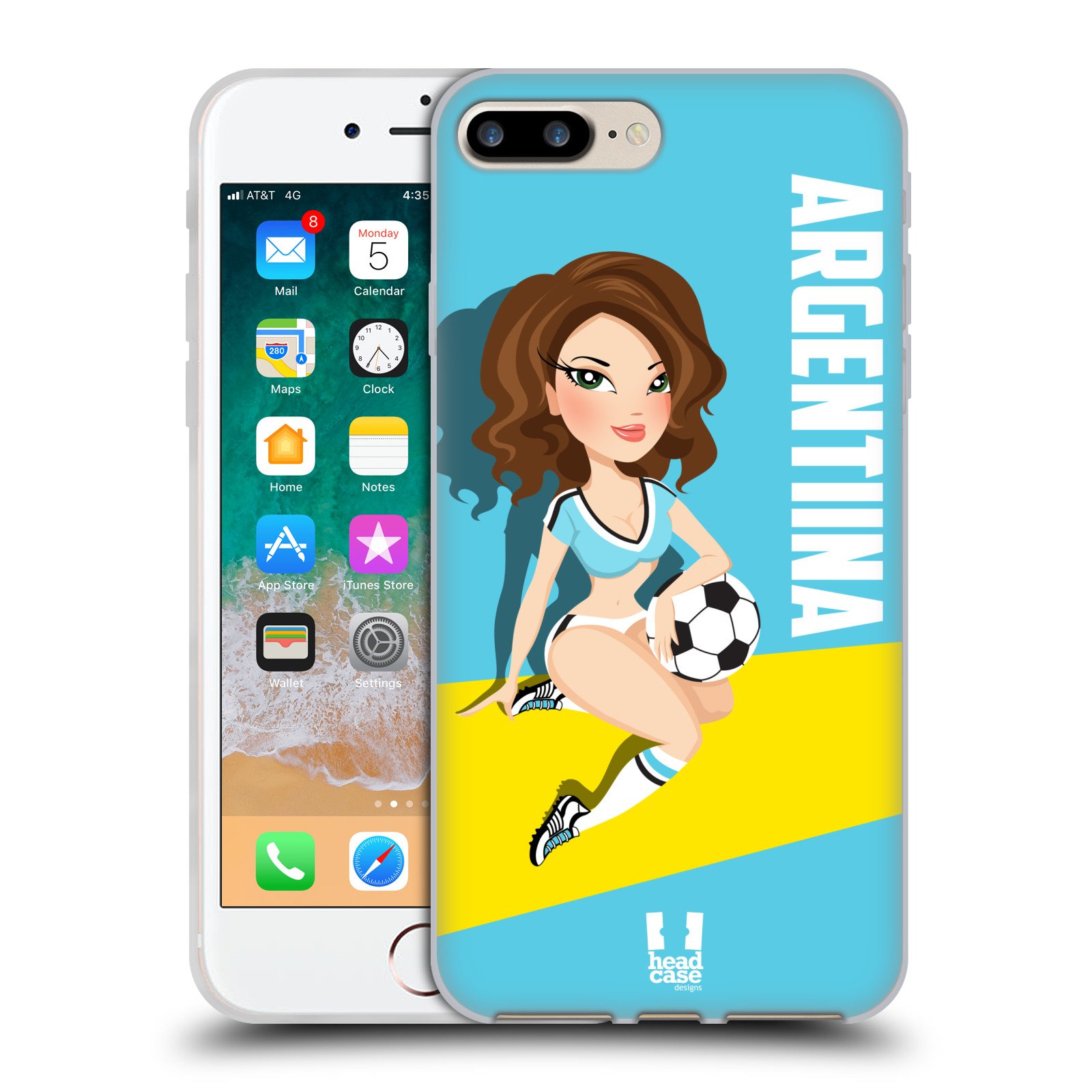 Argentina Football Team Soft Gel Phone Case for iPhone 7 Plus/8 Plus - Durable Protective Cover with Stylish Pin-Up Design - Perfect for Soccer Fans, Travel & Game Day Accessories