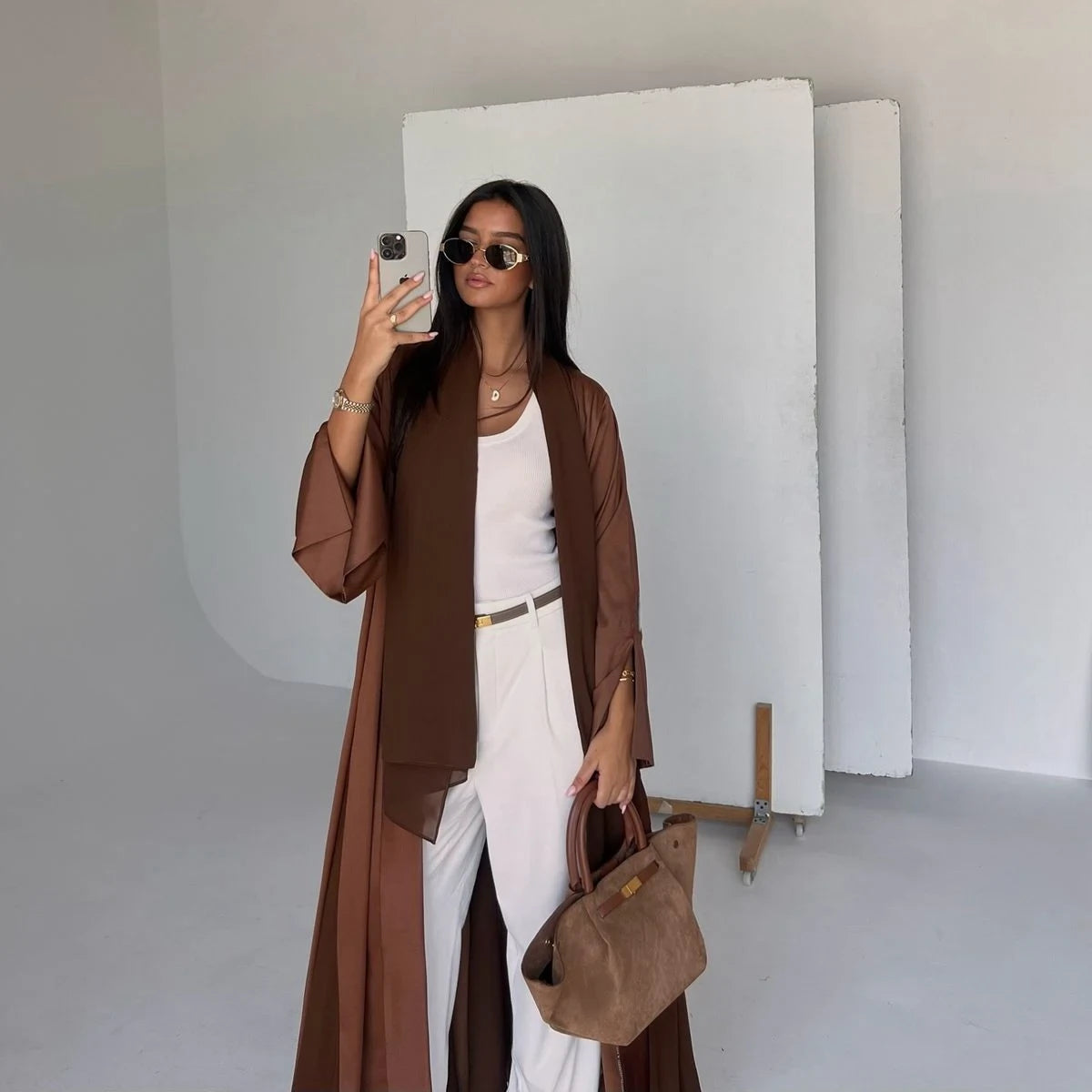 Plain Cardigan Open Abaya Dress - Modest Fashion for Women #24116 | Perfect for Prayer, Mosque & Everyday Wear