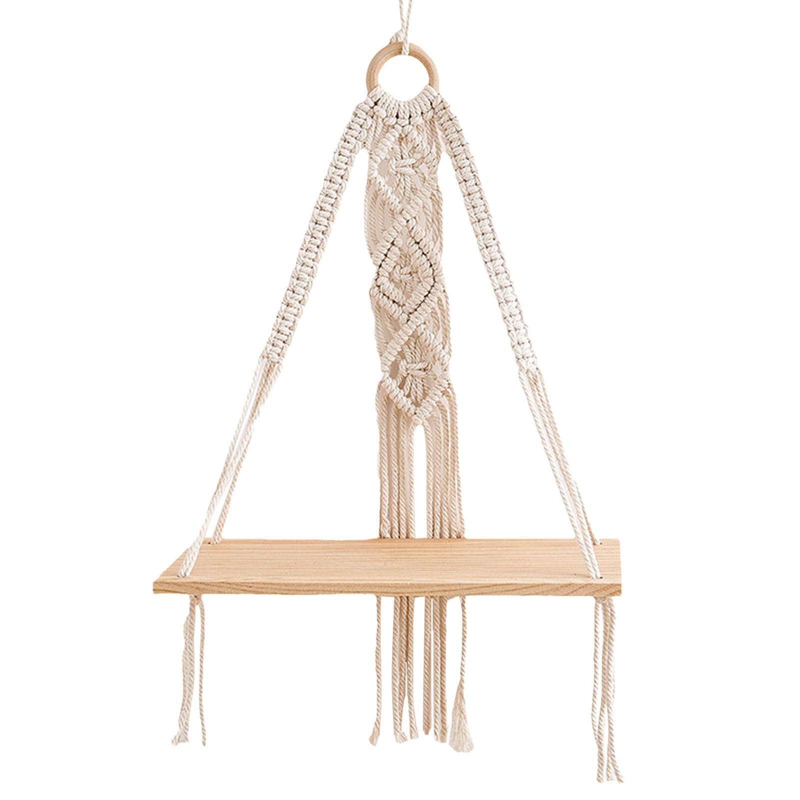 Handmade Macrame Wall Hanging Shelves - Boho Chic Floating Shelf for Bedroom, Bathroom & Living Room Decor | Perfect for Storing Plants, Books & Home Accessories