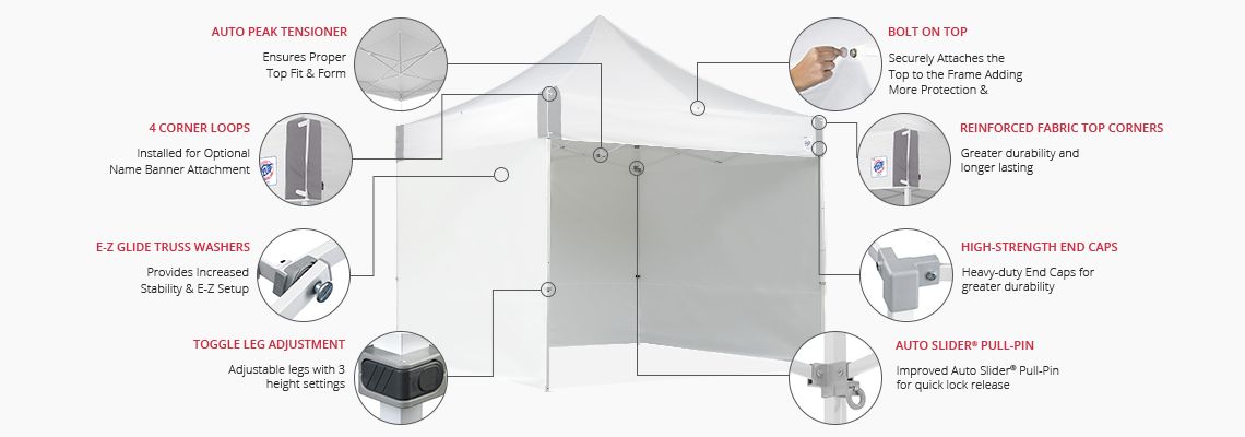EZ UP ES100 Instant Shelter Canopy - 10' x 10' Pop Up Tent with Sidewalls for Outdoor Events, Camping, and Farmers Markets - Waterproof & UV Protection Commercial Canopy with Carrying Bag