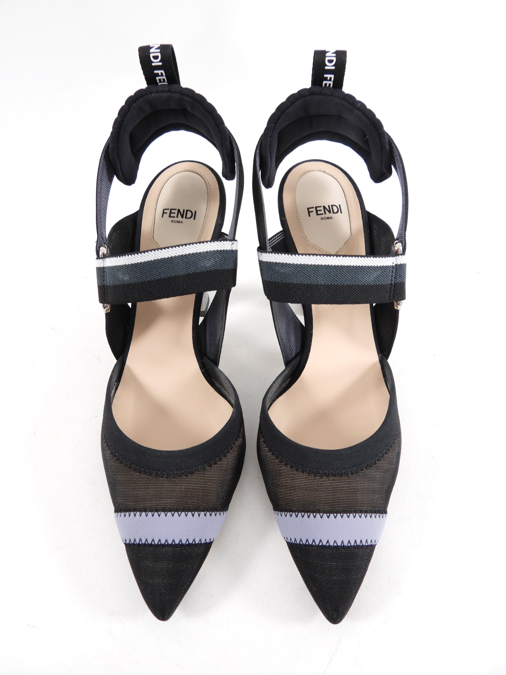 Fendi Black Mesh Colibri High Heel Sandals Women's Size 37 | Luxury Designer Pumps for Evening Parties & Special Occasions