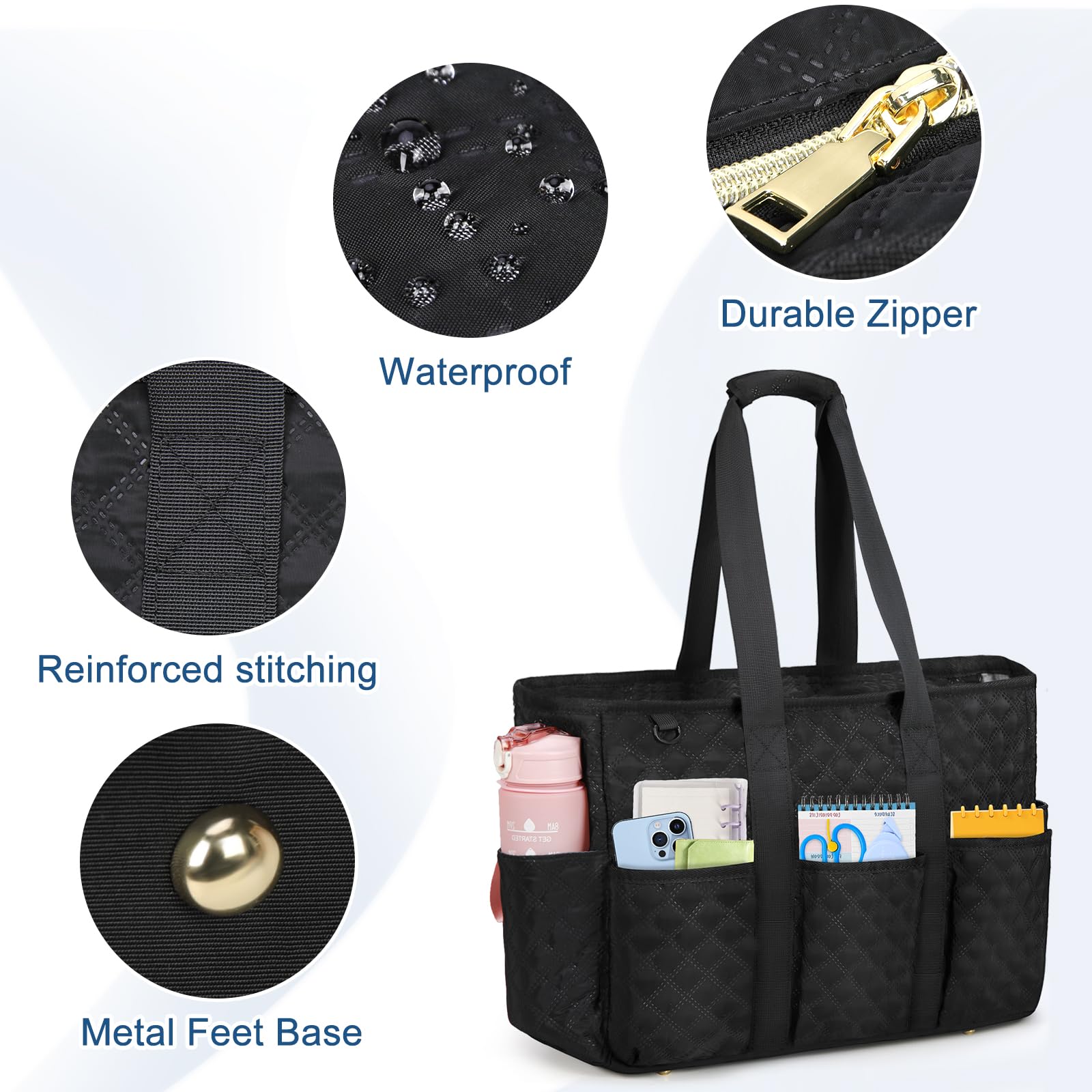 Stylish Large Waterproof Tote Bag for Women - 15.6