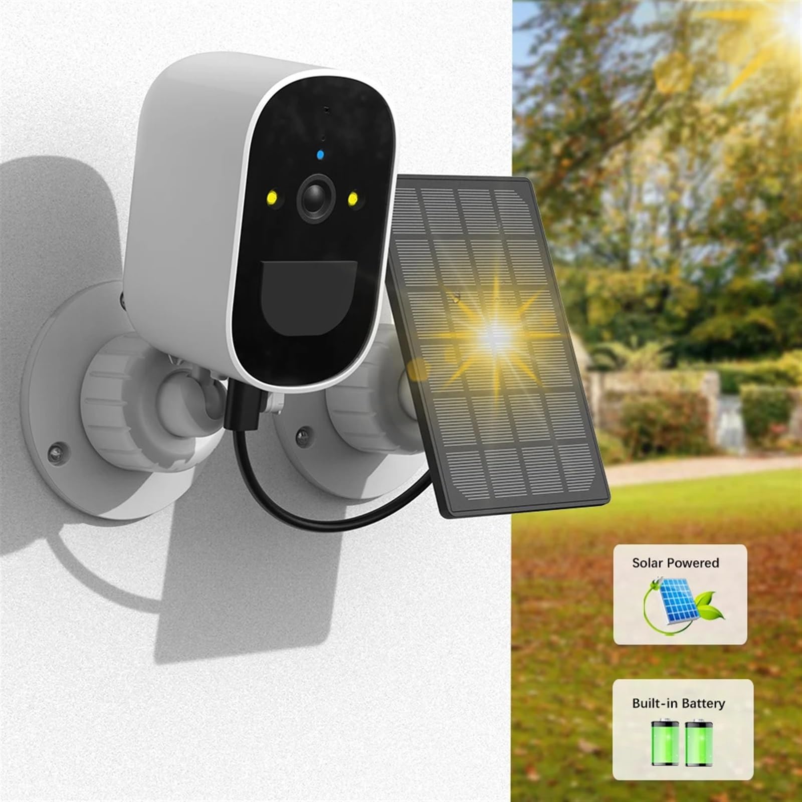 Solar Powered Wireless Outdoor Security Camera - 1080P HD CCTV Video Surveillance with PIR Human Detection, Battery Operated for Home & Business Security (Includes 64GB Storage) | Ideal for Backyard, Garage & Property Monitoring
